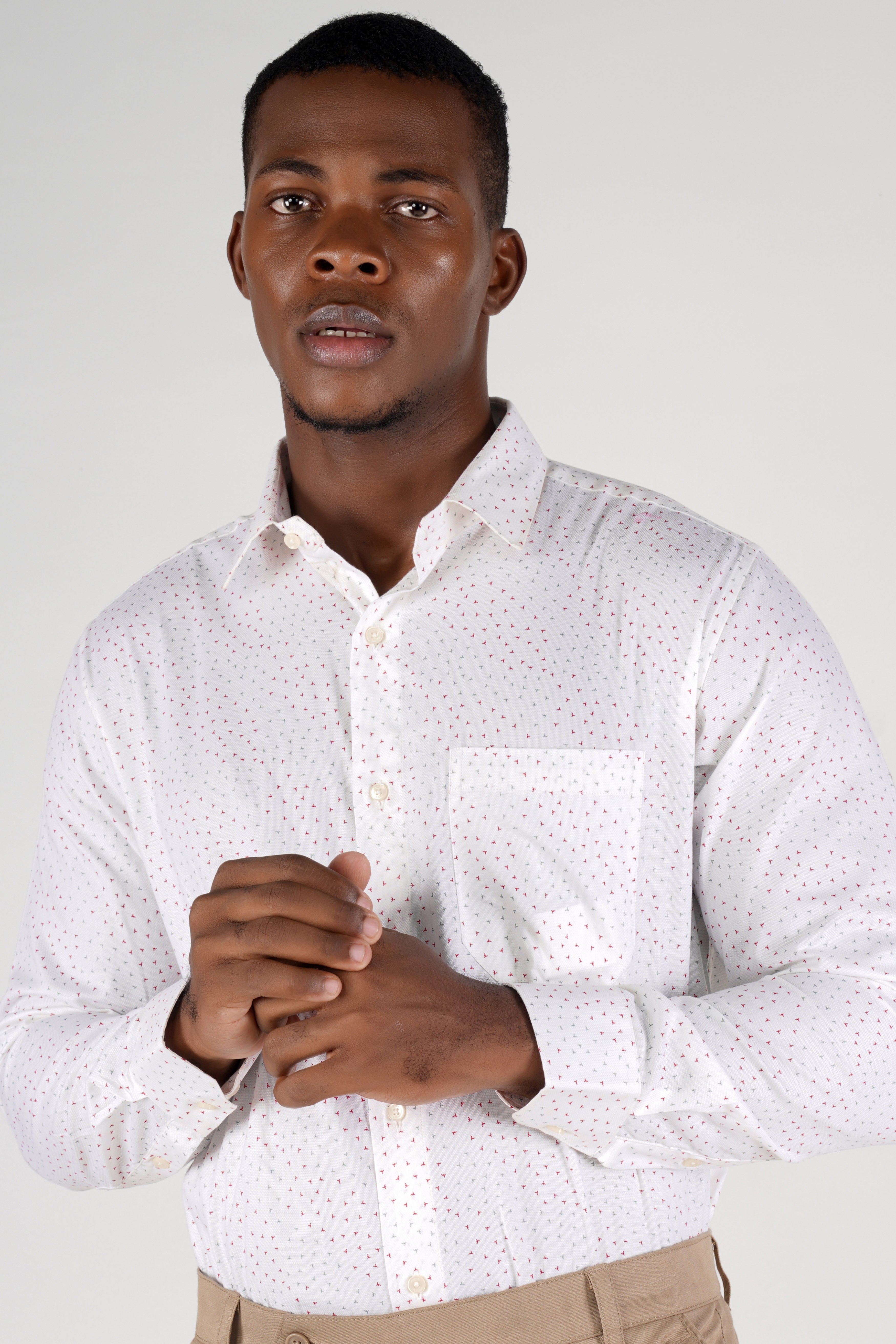 Bright White Dobby Textured Premium Giza Cotton Shirt