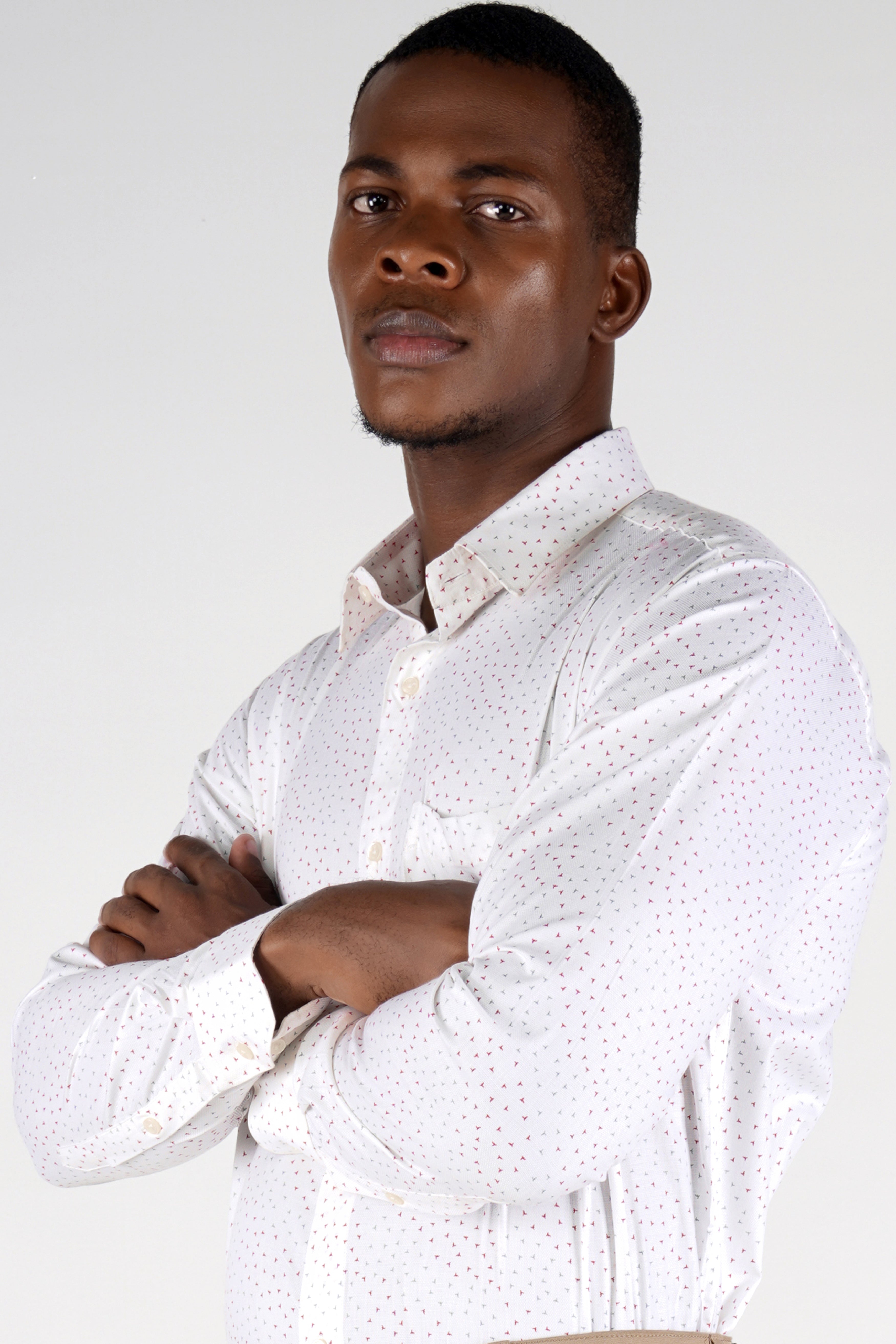 Bright White Dobby Textured Premium Giza Cotton Shirt