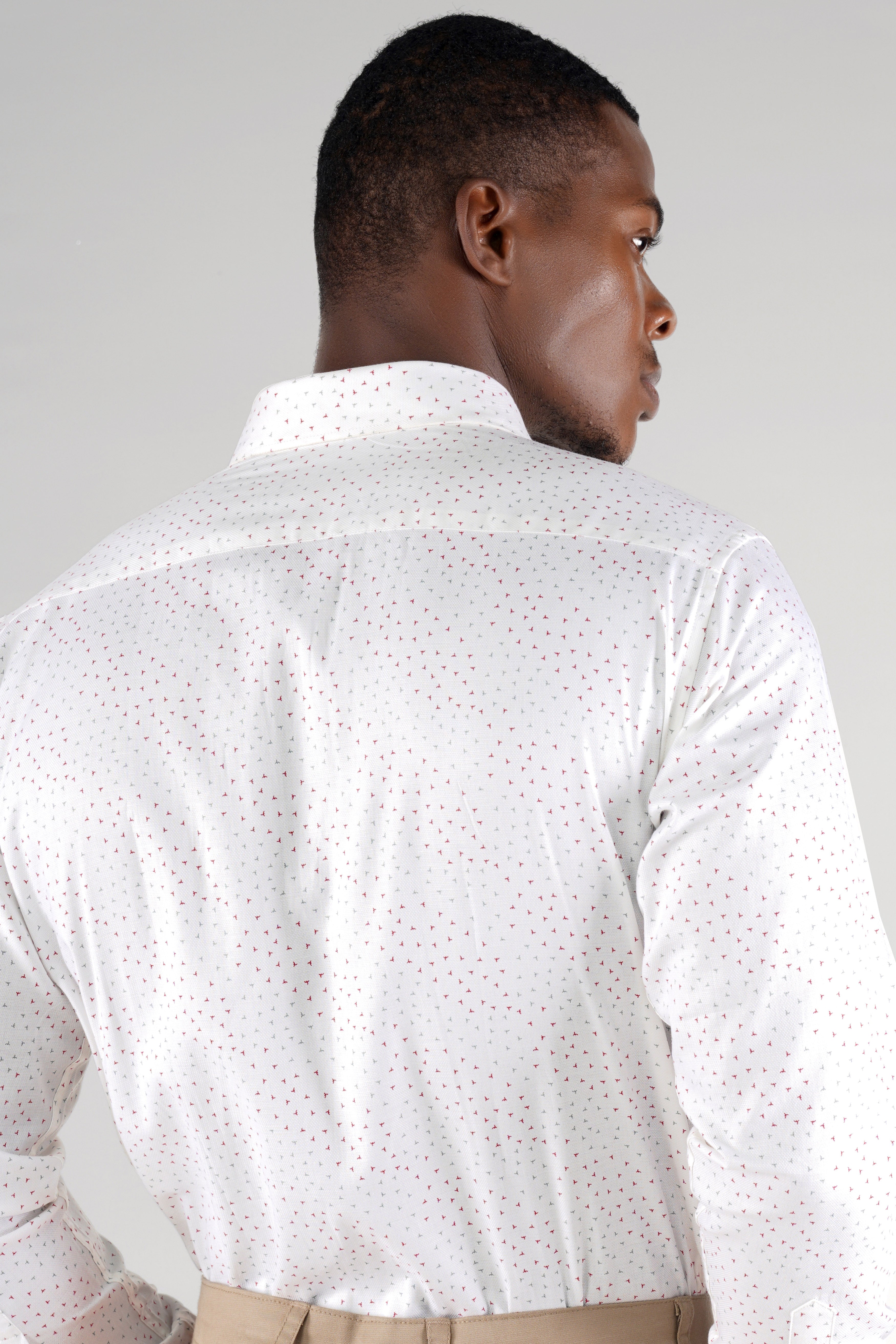Bright White Dobby Textured Premium Giza Cotton Shirt