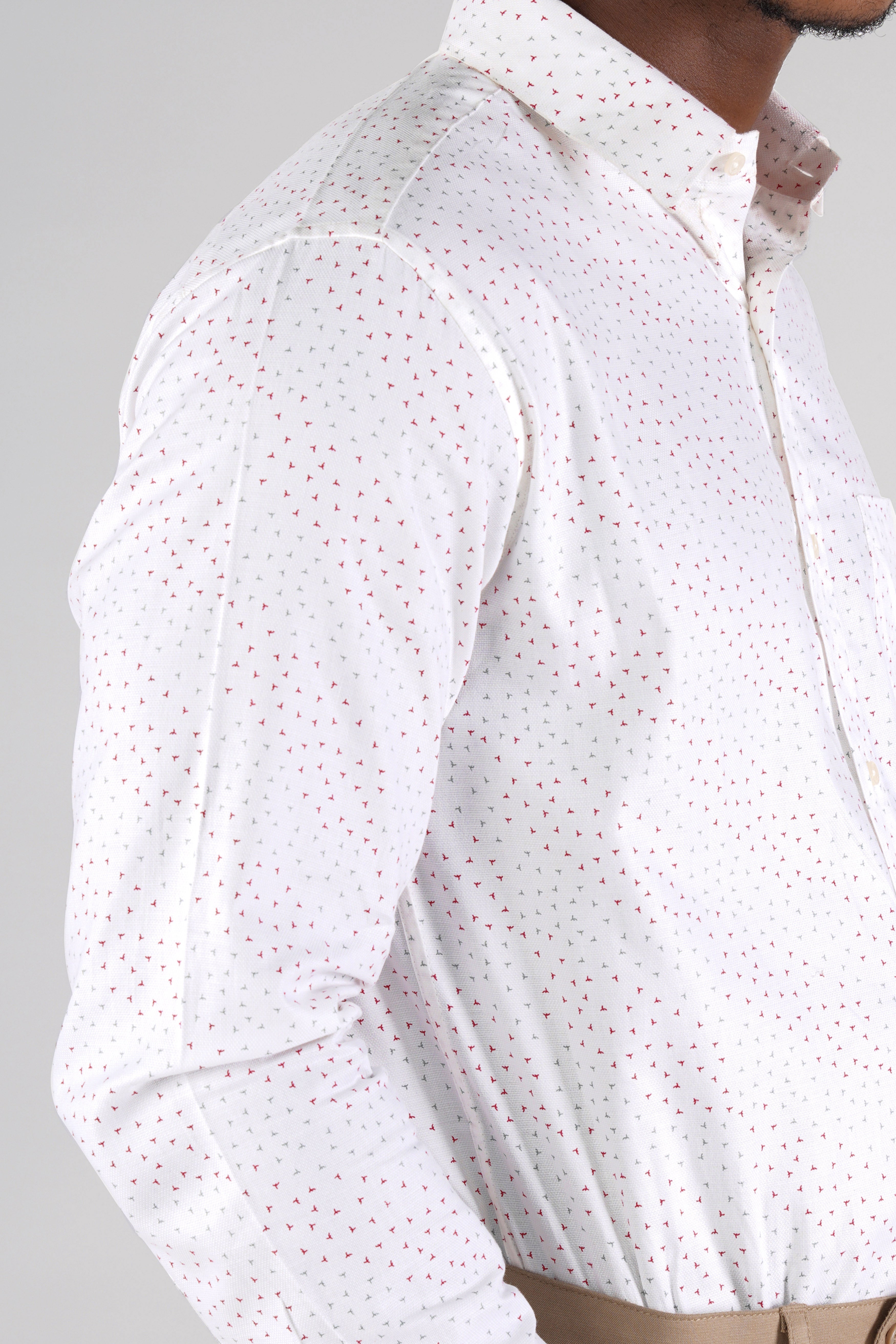 Bright White Dobby Textured Premium Giza Cotton Shirt