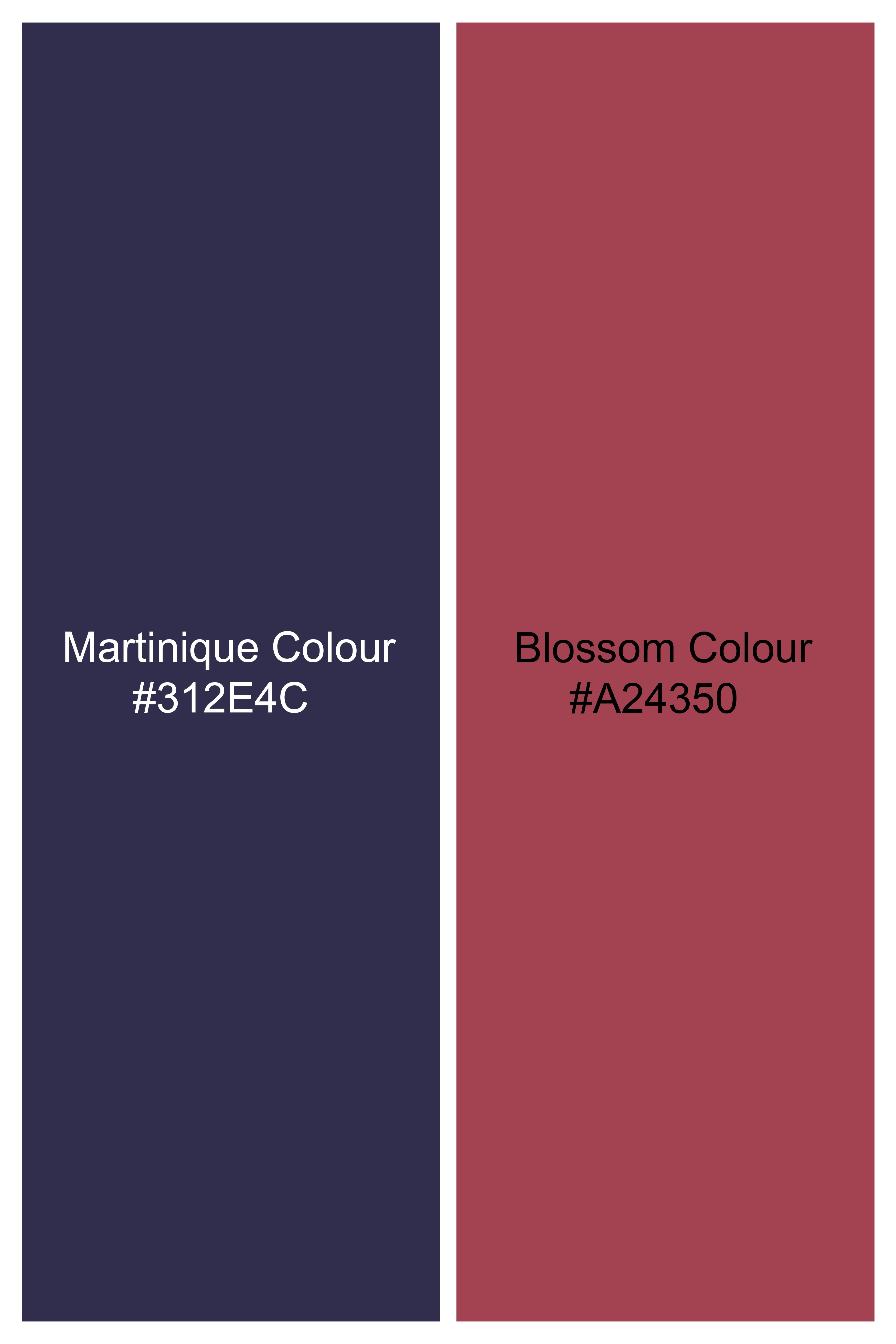 Martinique Blue with Blossom Red Premium Twill Striped Shirt