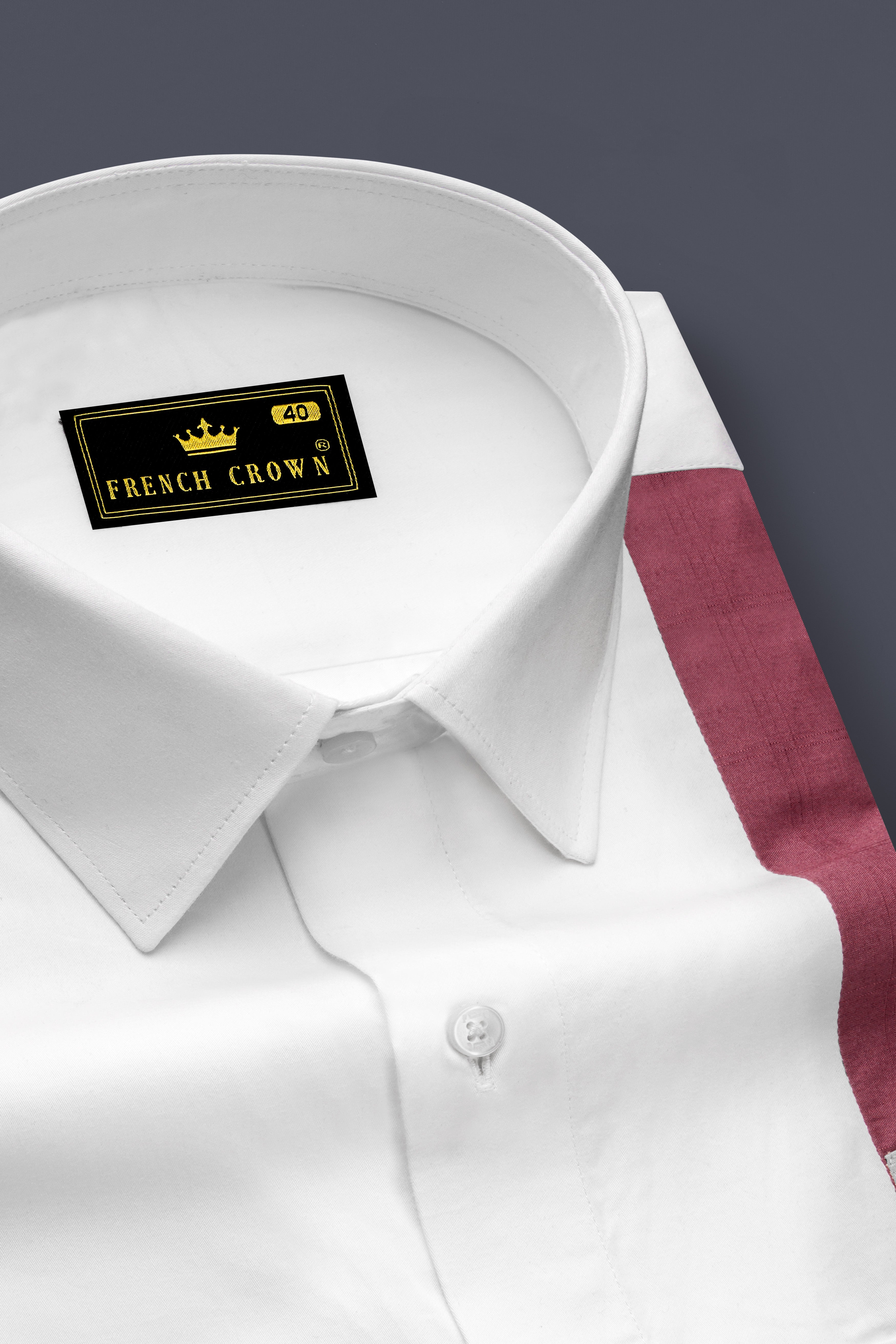 Bright White with Multicolor Patch Work Dobby Textured Premium Giza Cotton Designer Shirt