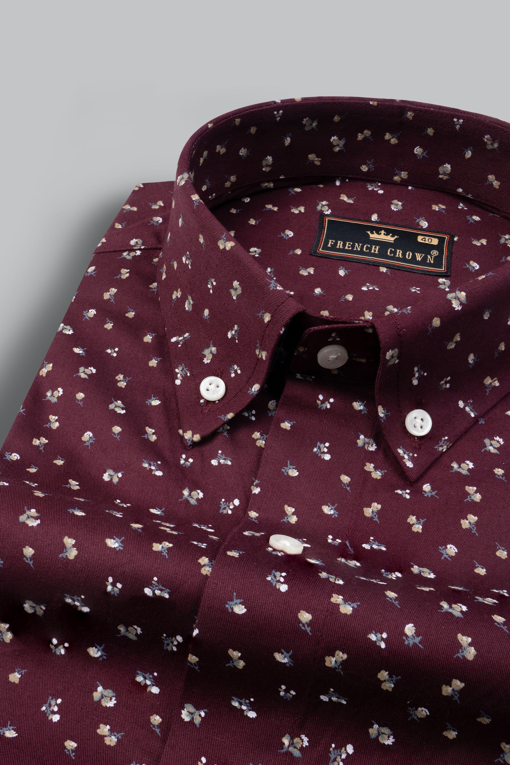 Wine Pleated Button Down Shirt