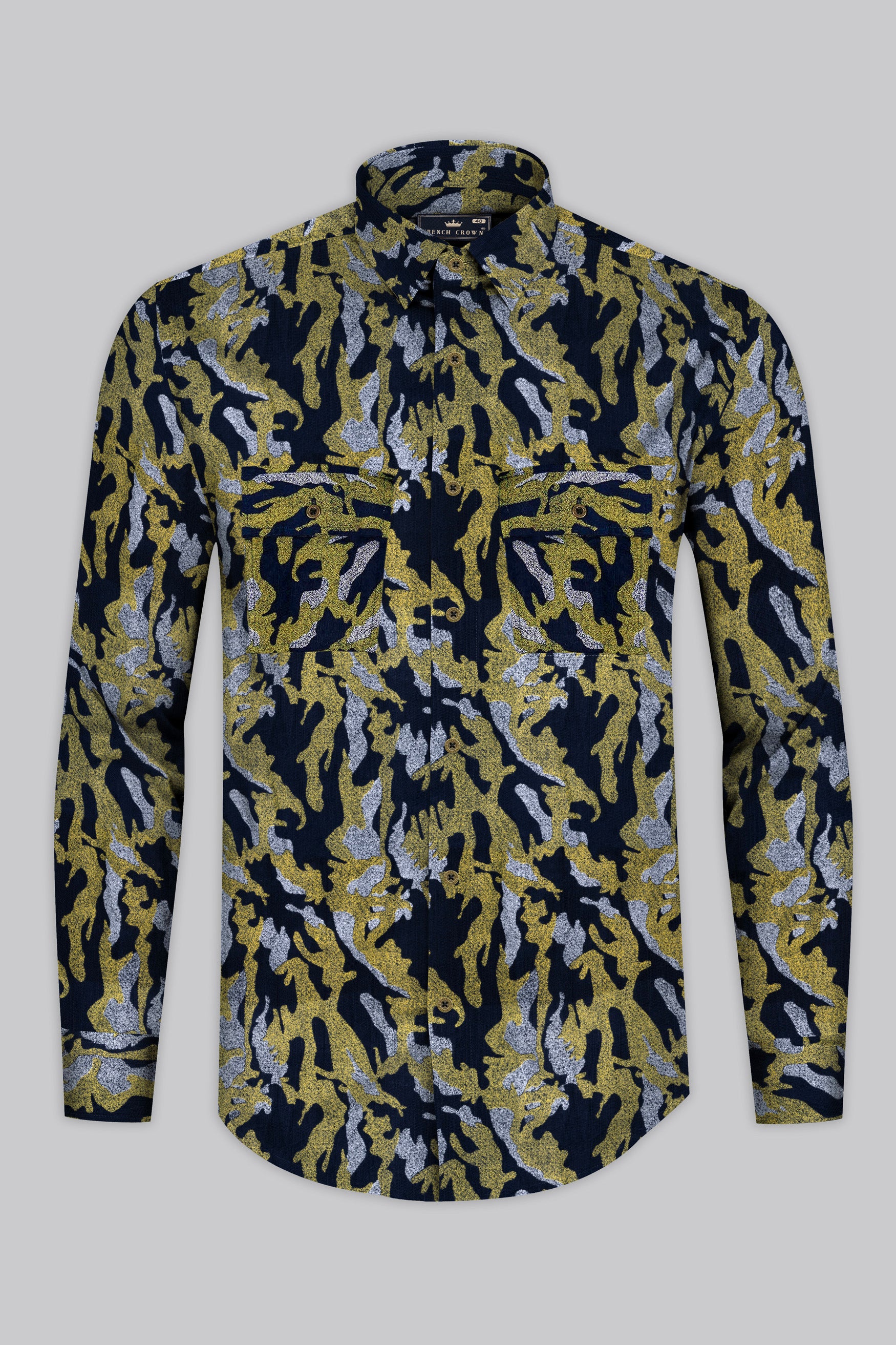 Chelsea Green with Mirage Blue Camouflage Textured Corduroy Shirt