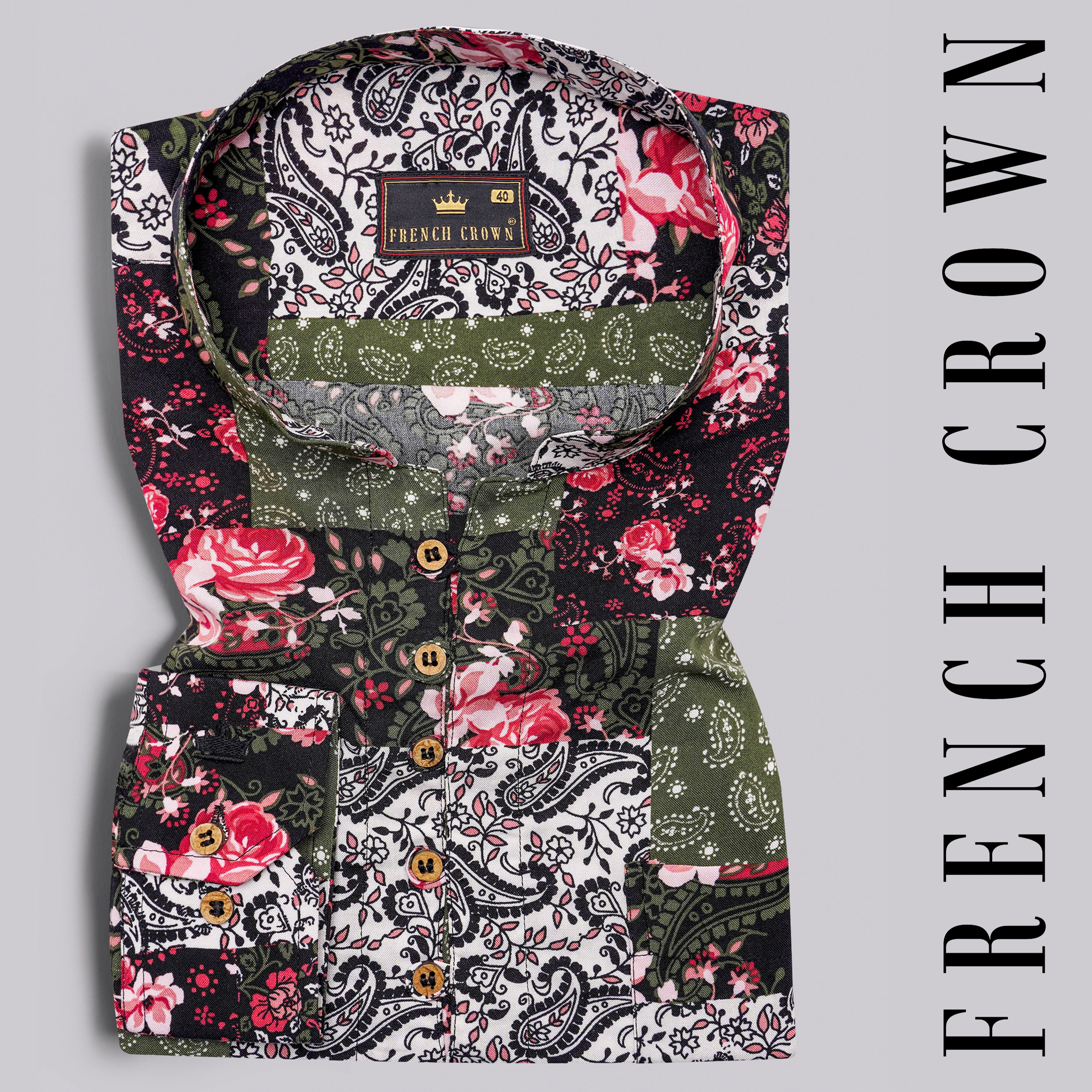 Finch Green with Multicolored Banjara Printed Premium Tencel Kurta Shirt