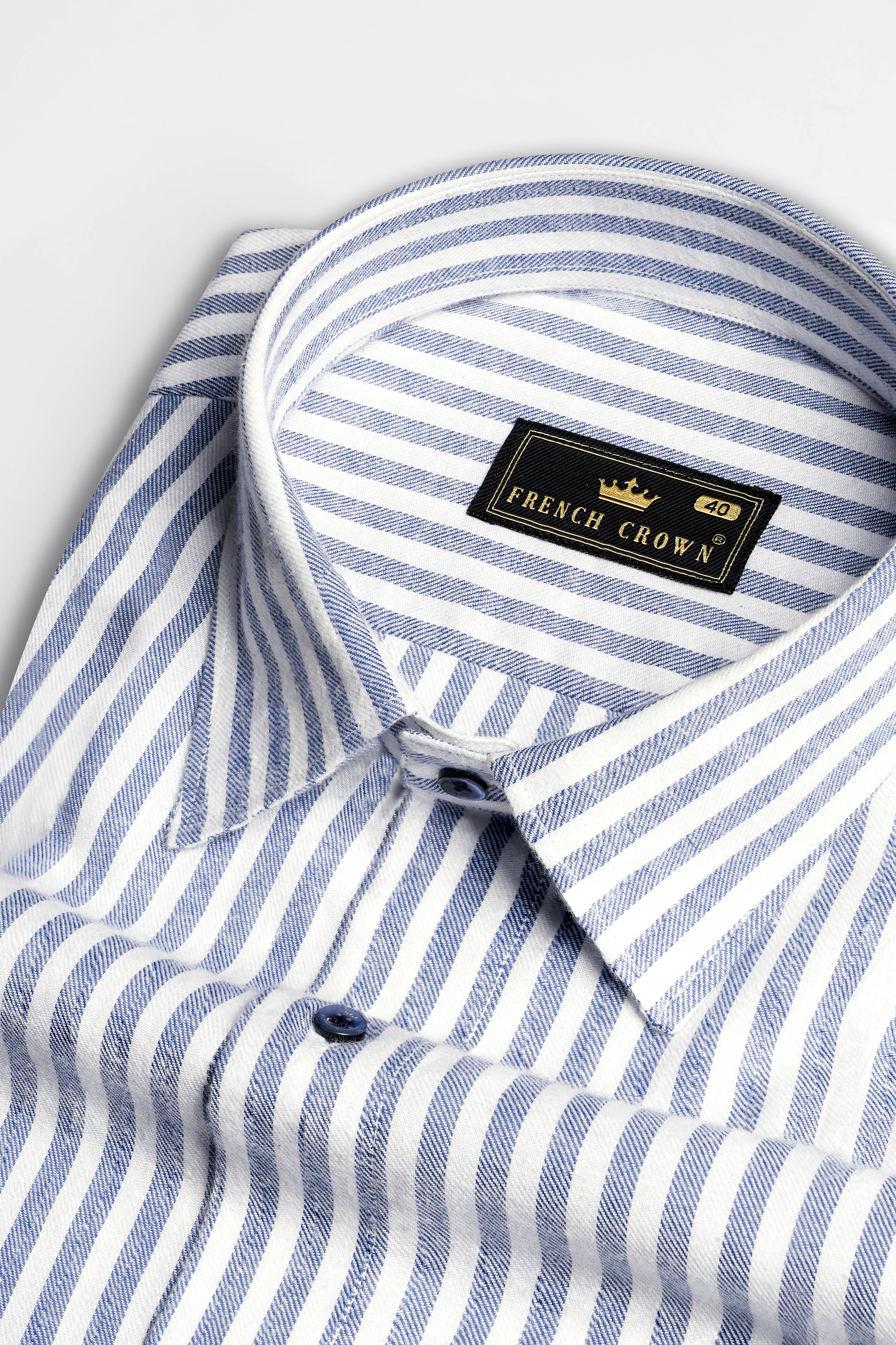 Bright White and Mulled Haze Blue Striped Royal Oxford Shirt