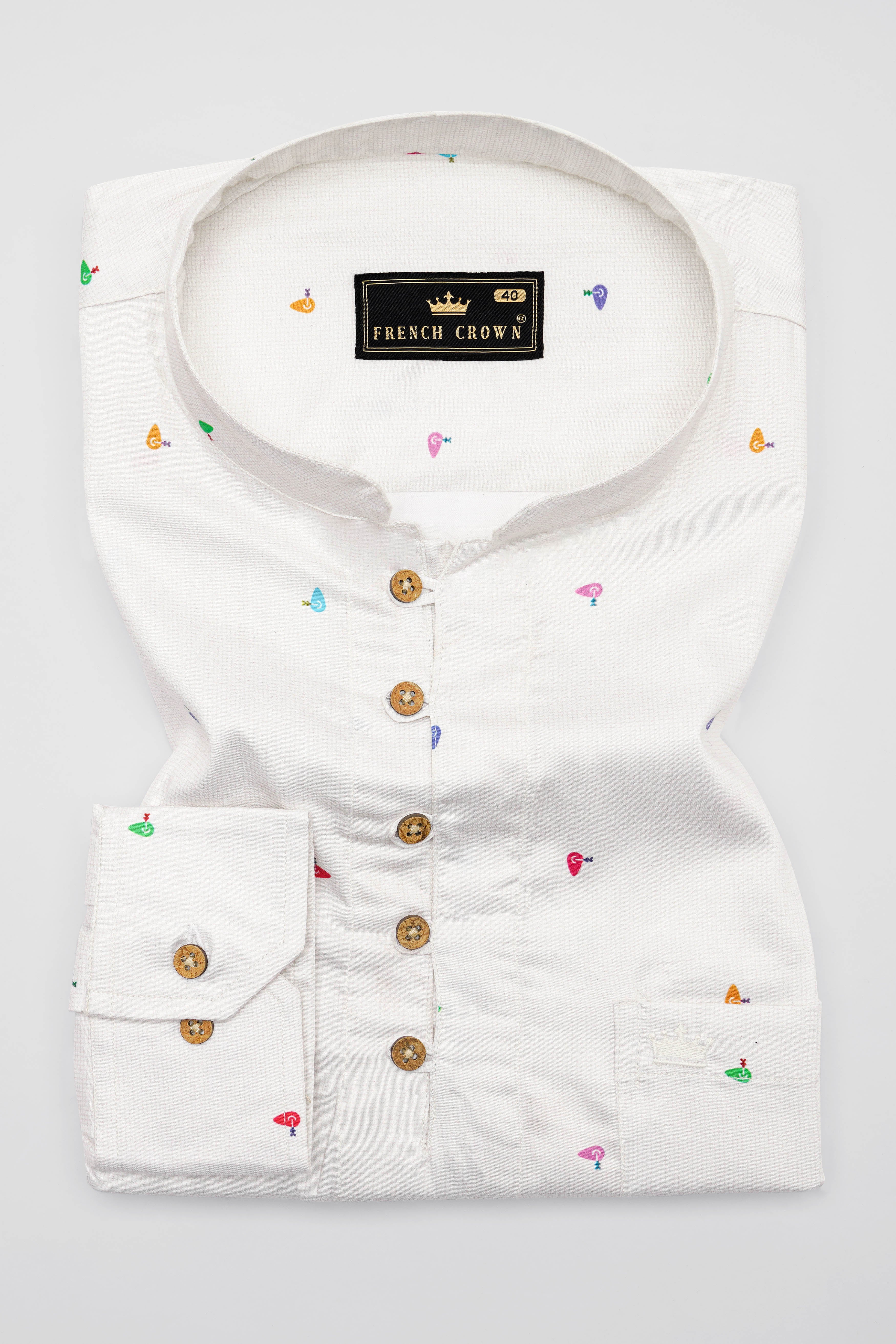 Merino Off White Printed Super Soft Premium Cotton Kurta Shirt