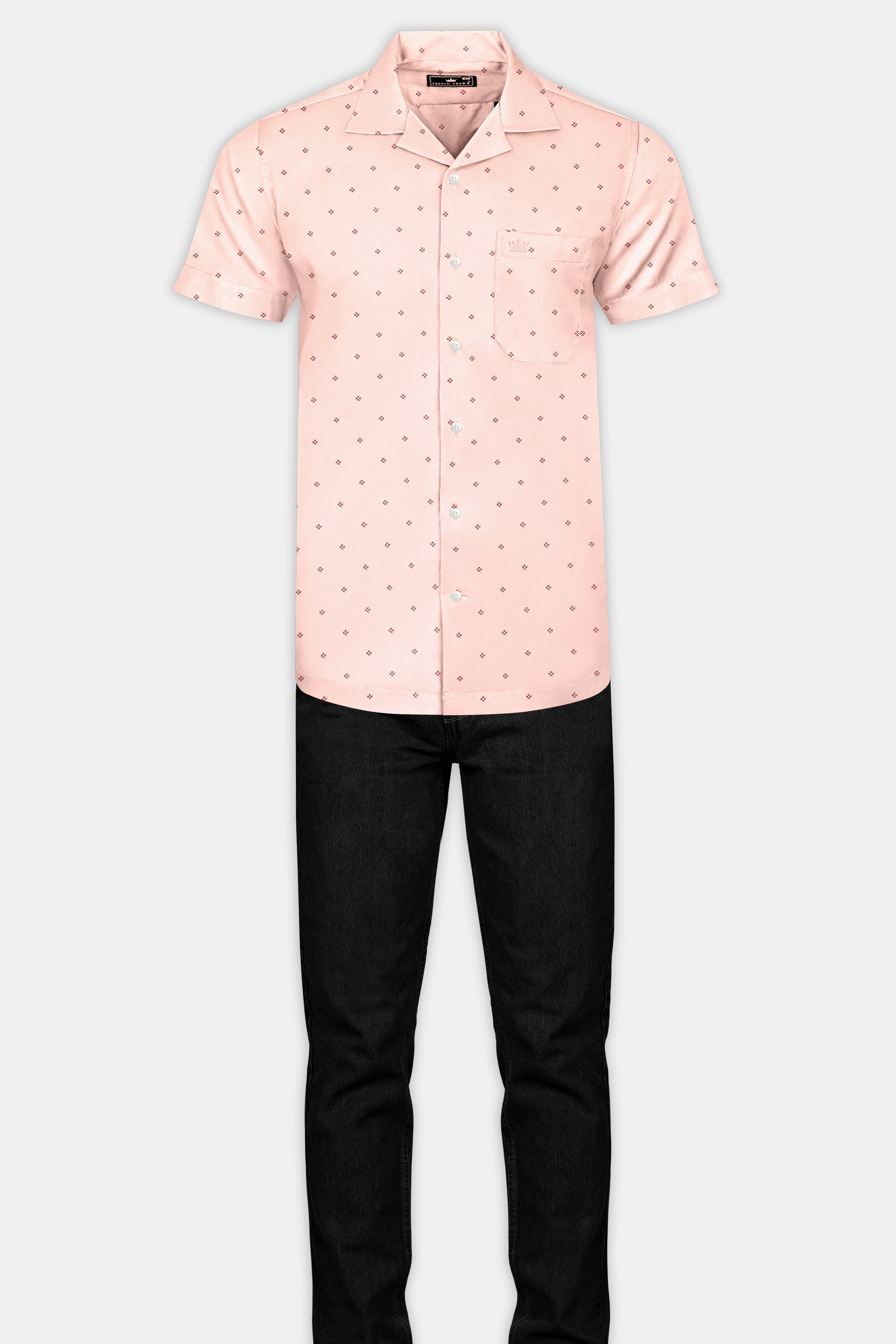 Watusi Peach Printed Super Soft Premium Cotton Shirt