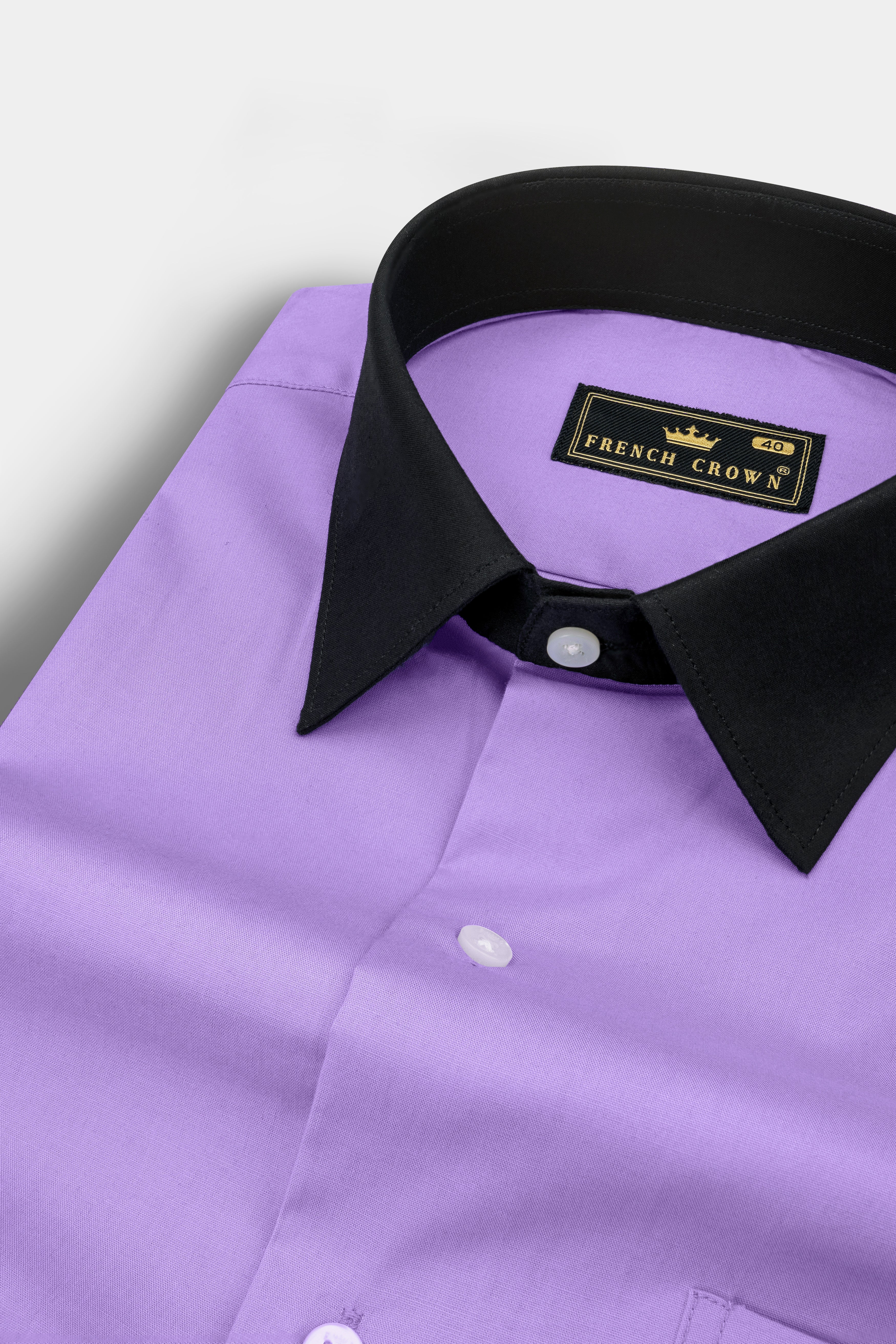 Wisteria Purple with Black Cuffs and Collar Premium Cotton Shirt
