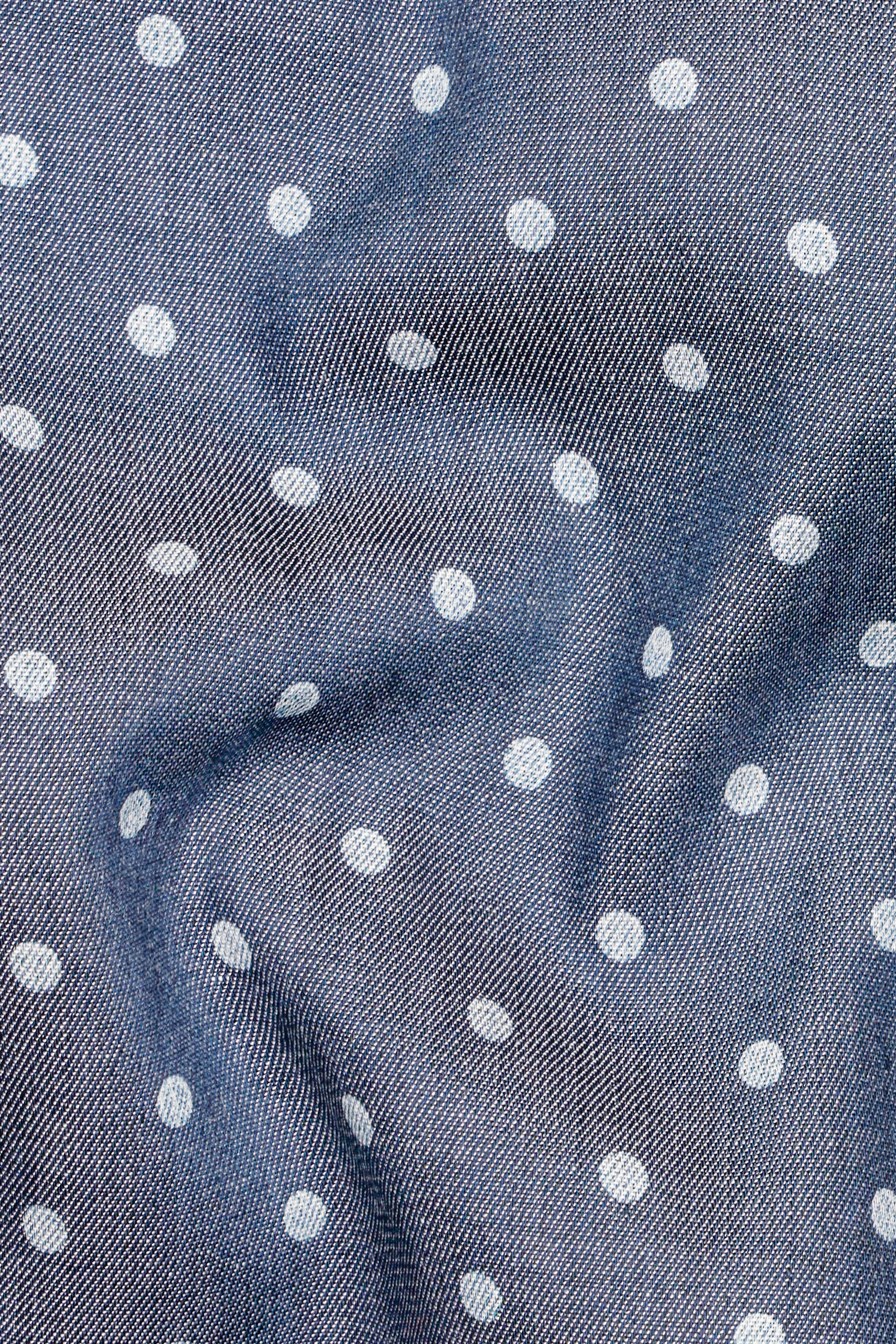 Twilight Blue and White Polka Dots Denim Shirt