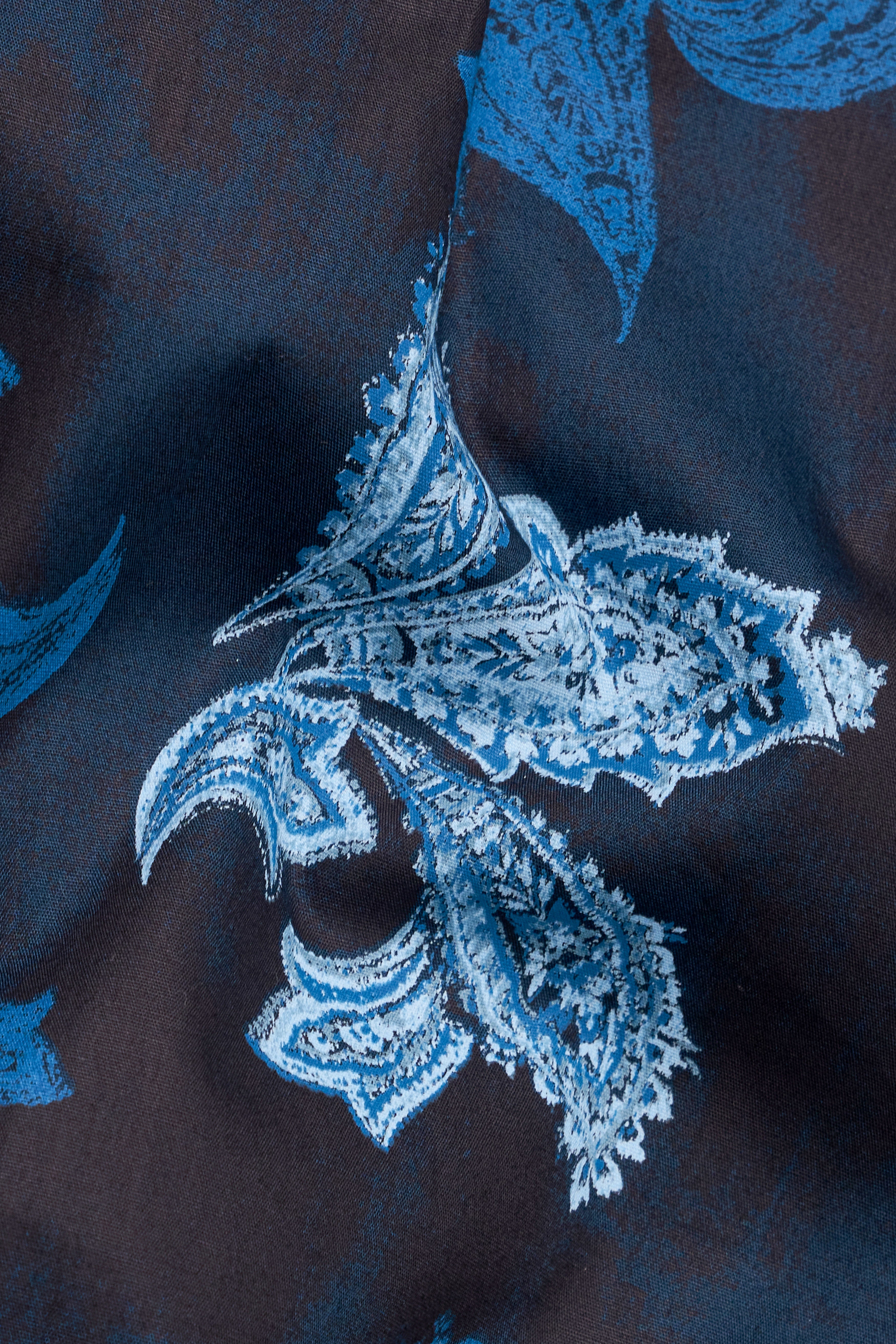 Cloud Burst Blue with Havelock Blue Paisley Printed Super Soft Premium Cotton Shirt