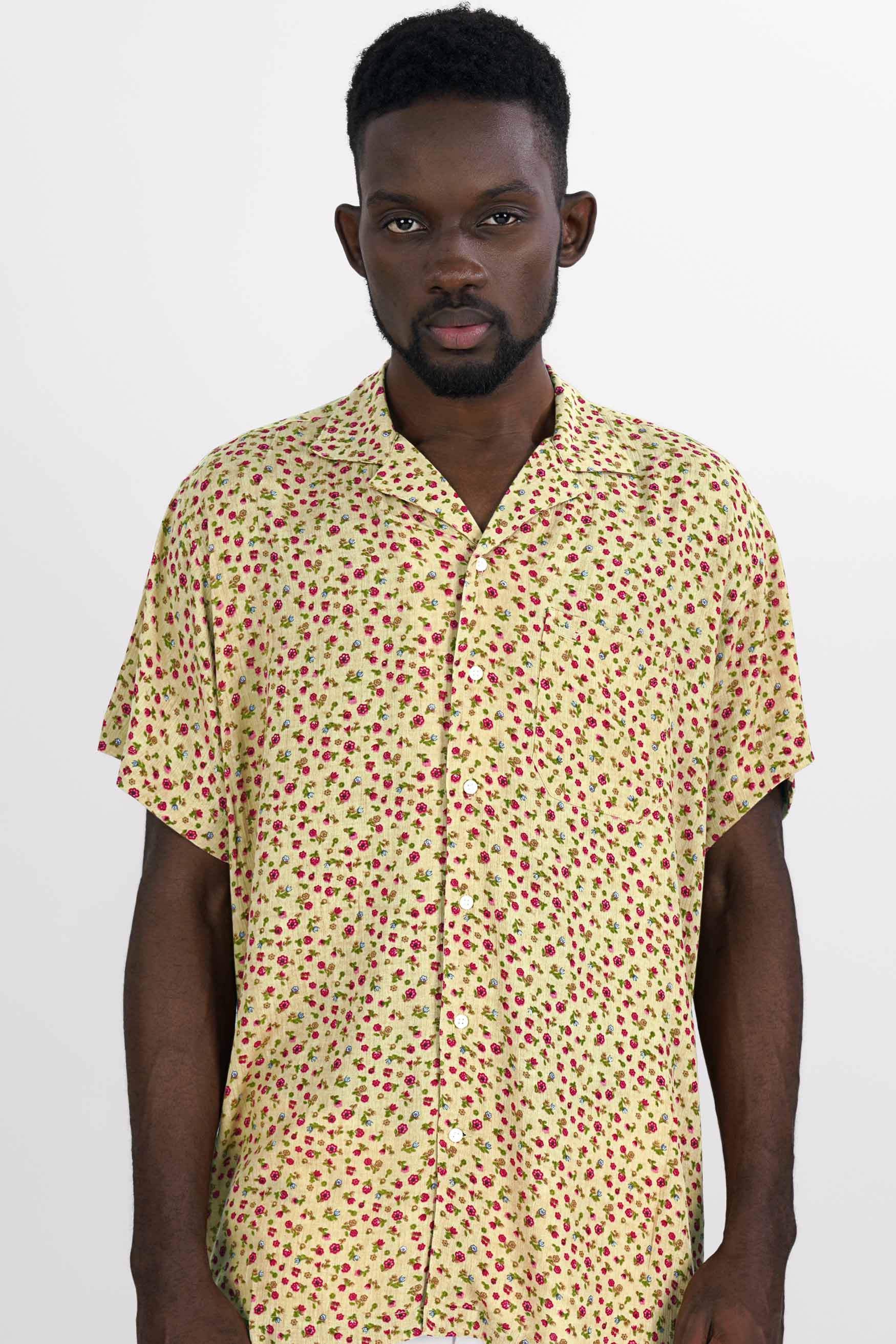 Desert Brown Ditsy Printed Premium Tencel Overshirt