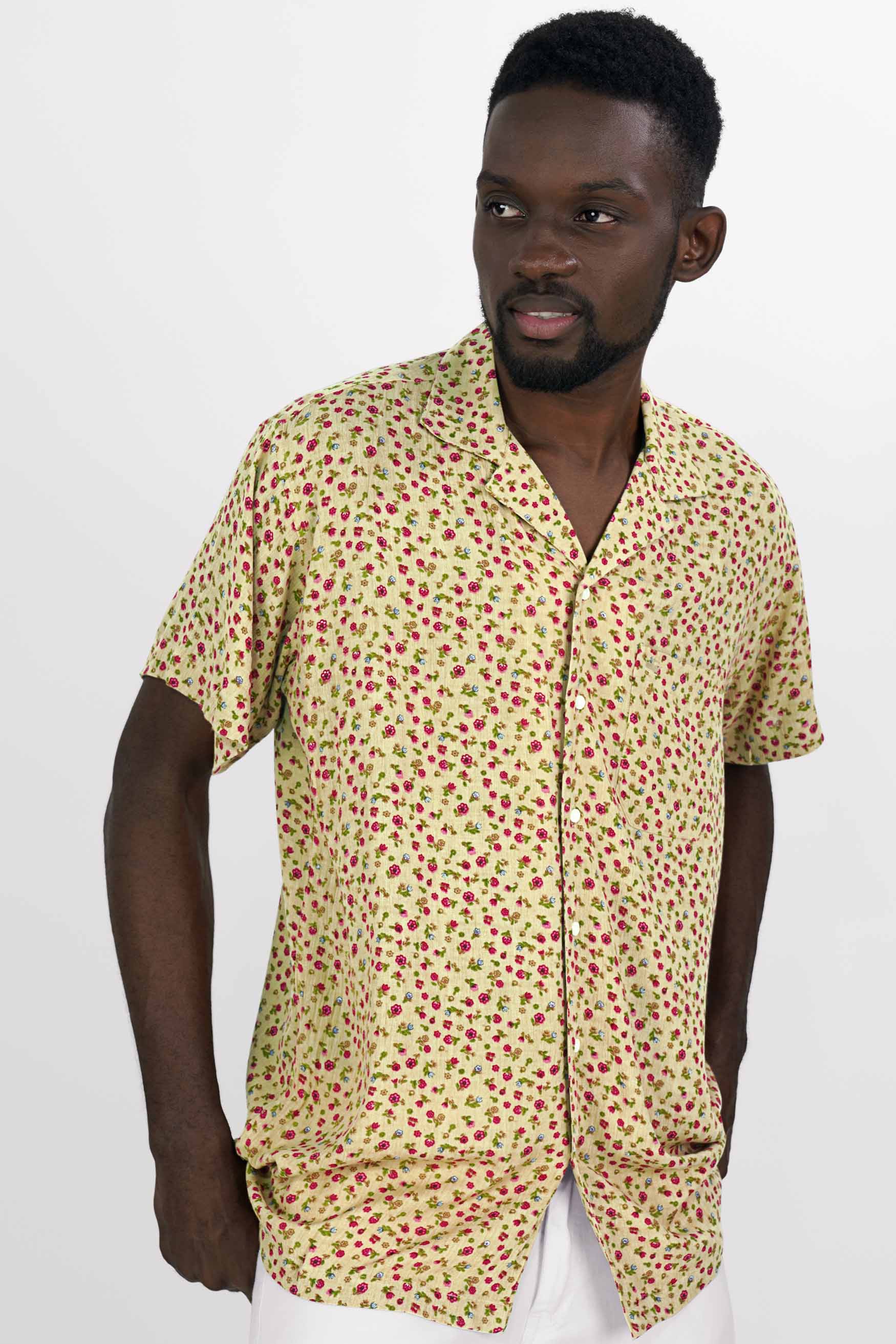 Desert Brown Ditsy Printed Premium Tencel Overshirt