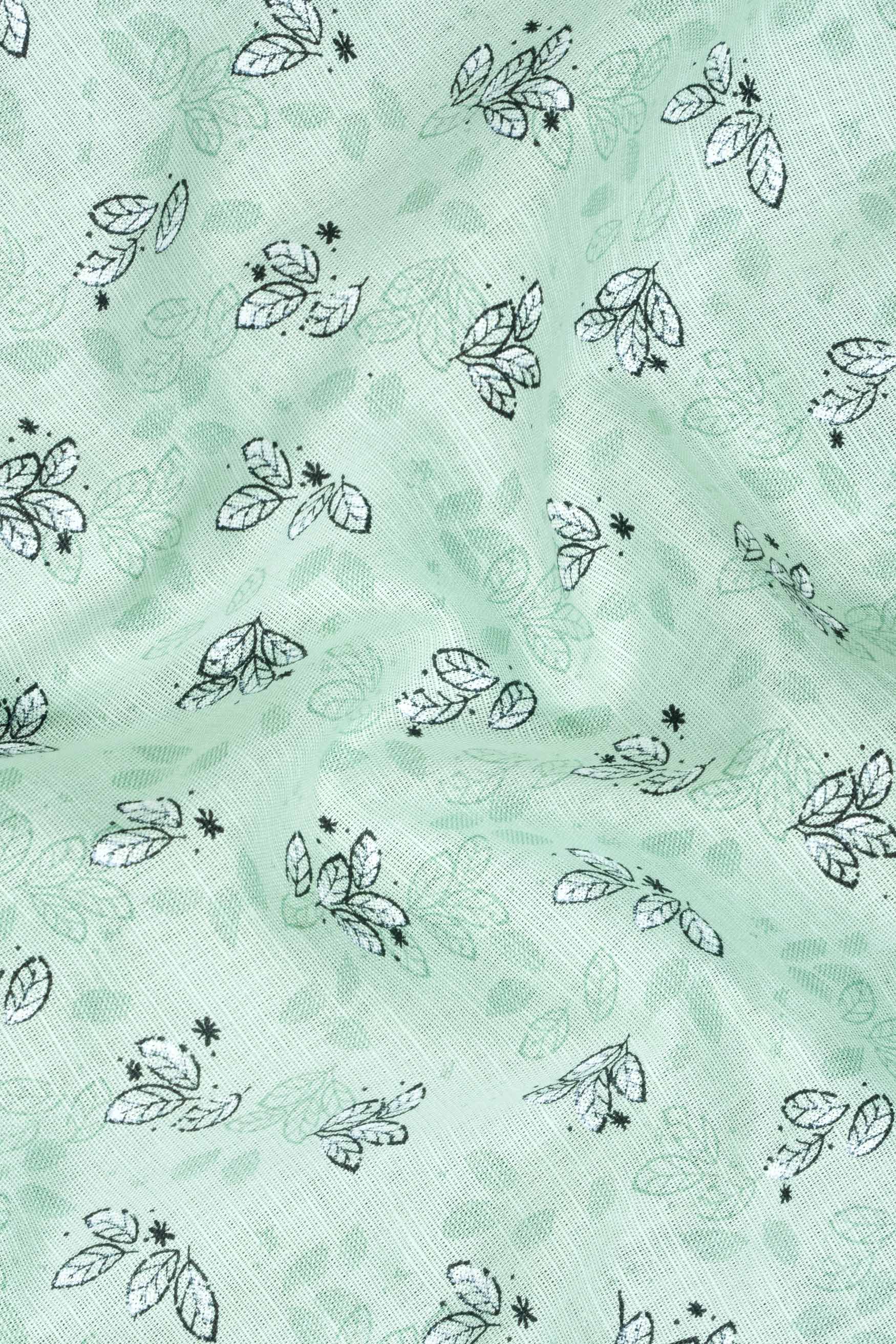 Ironstone Green Leaves Printed Luxurious Linen Designer Shirt