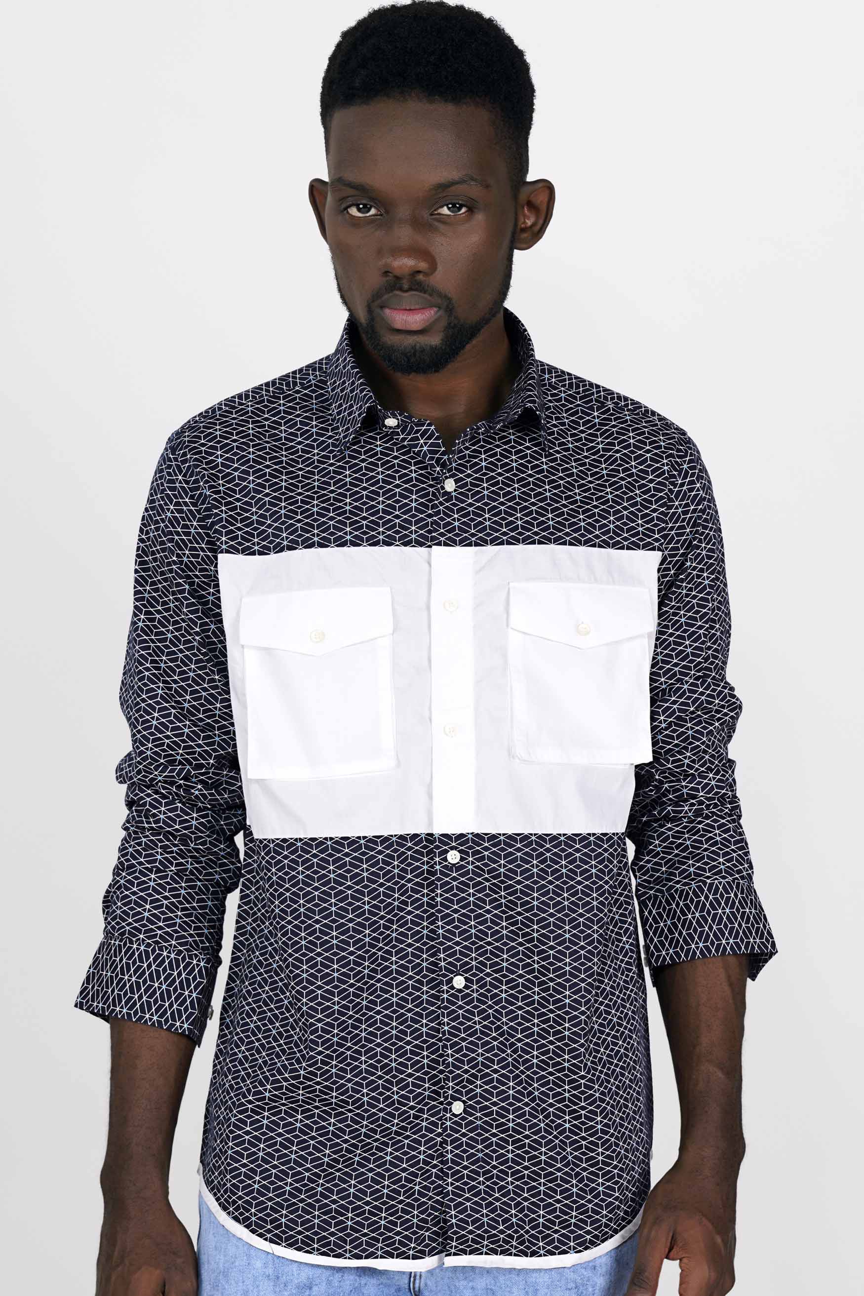 Cloud Burst Blue and White Twill Printed Premium Cotton Shirt