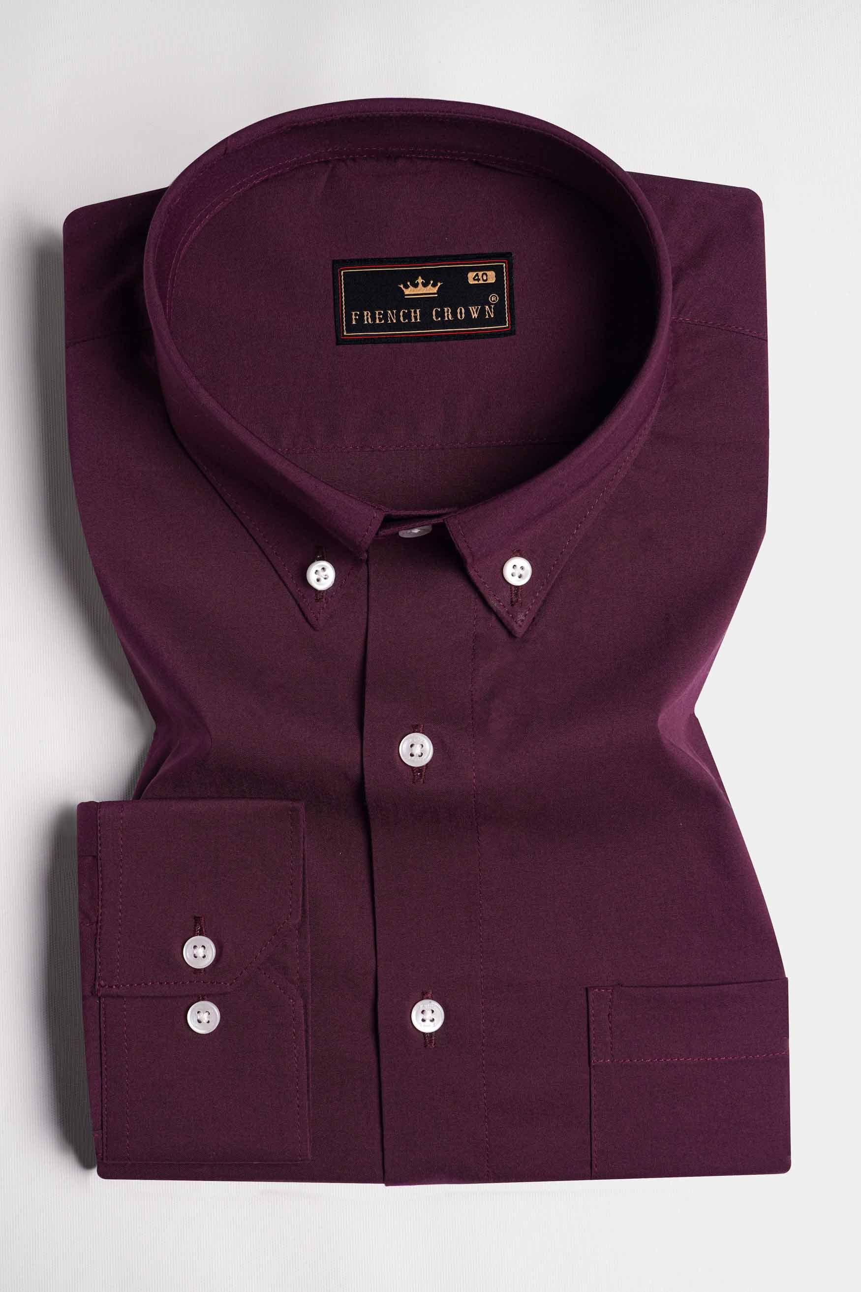 English Walnut Maroon Premium Cotton Shirt