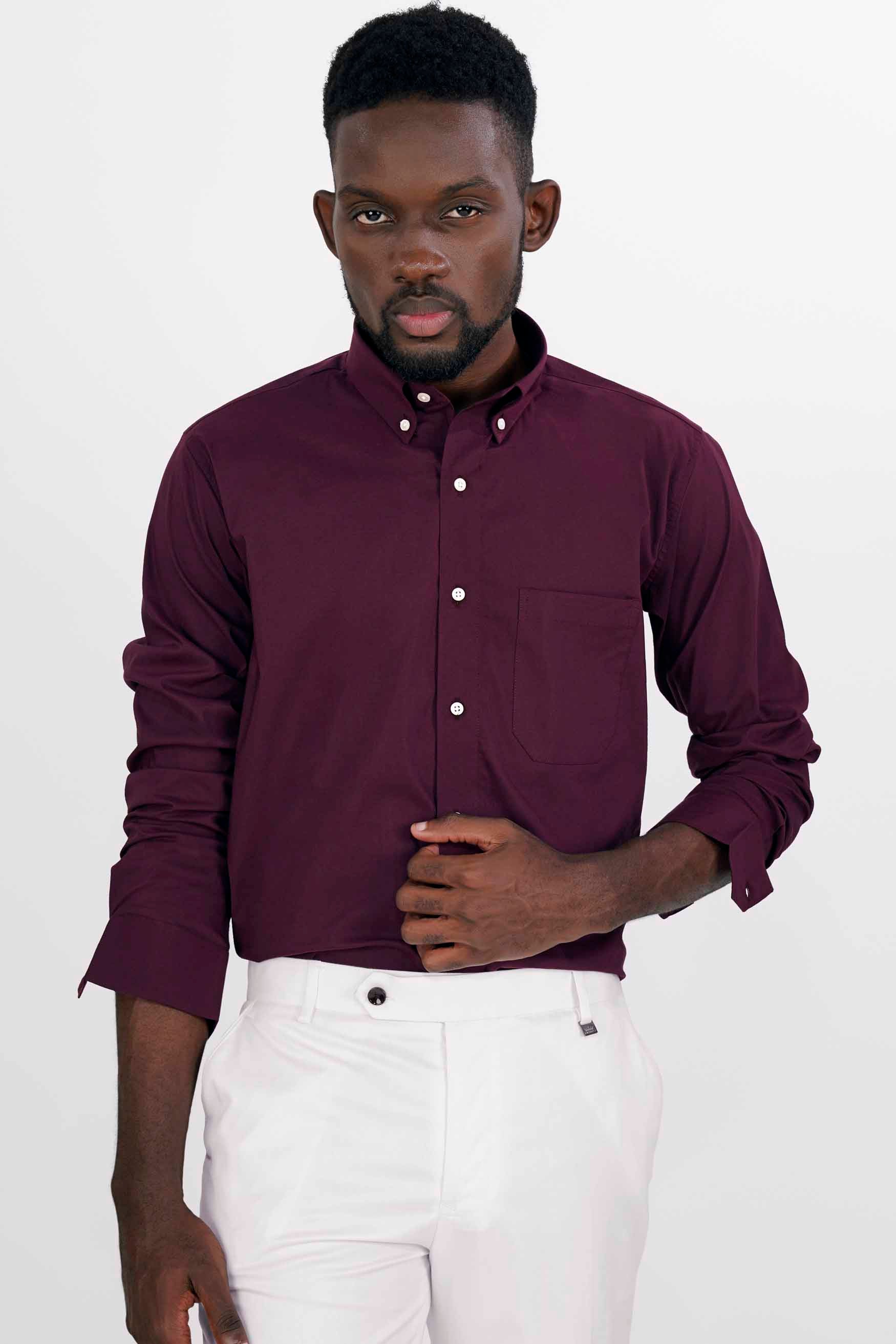 English Walnut Maroon Premium Cotton Shirt