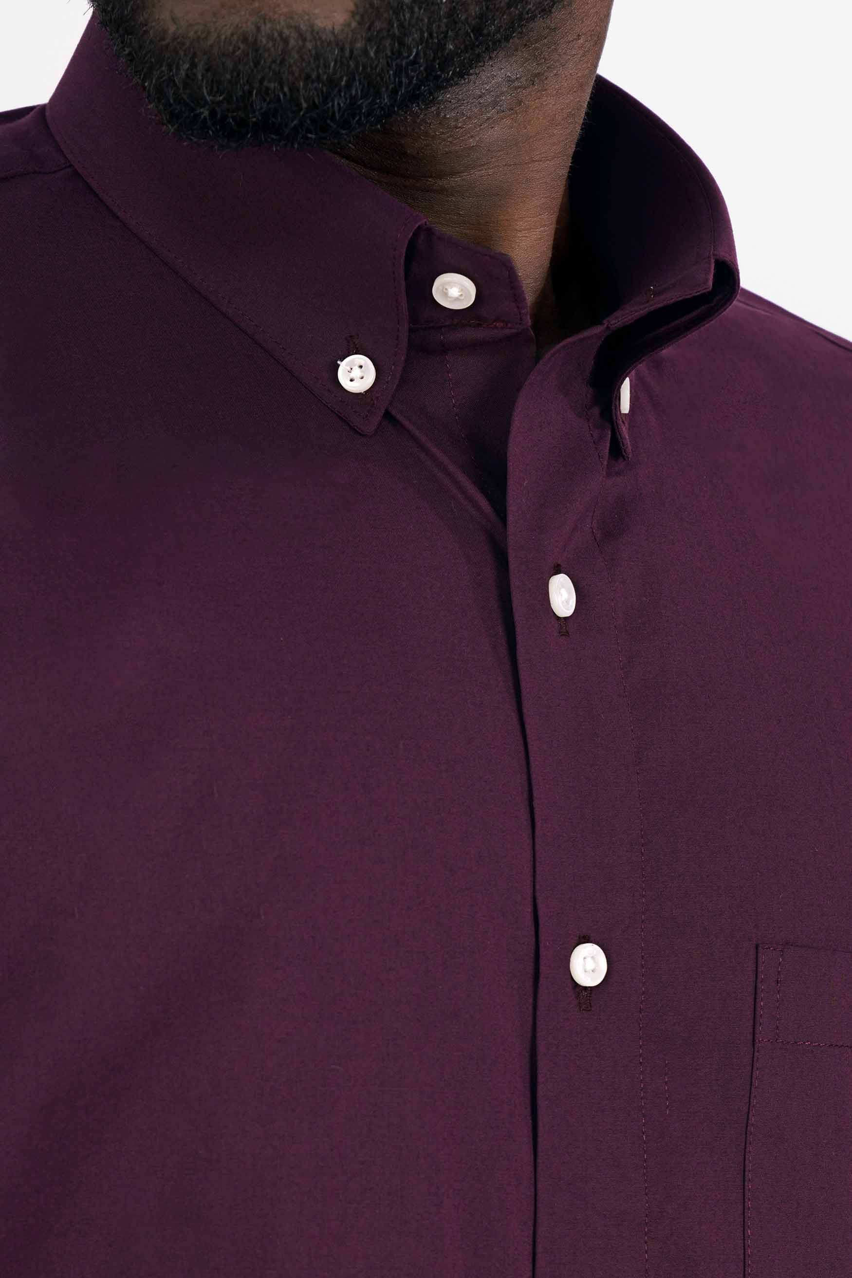 English Walnut Maroon Premium Cotton Shirt