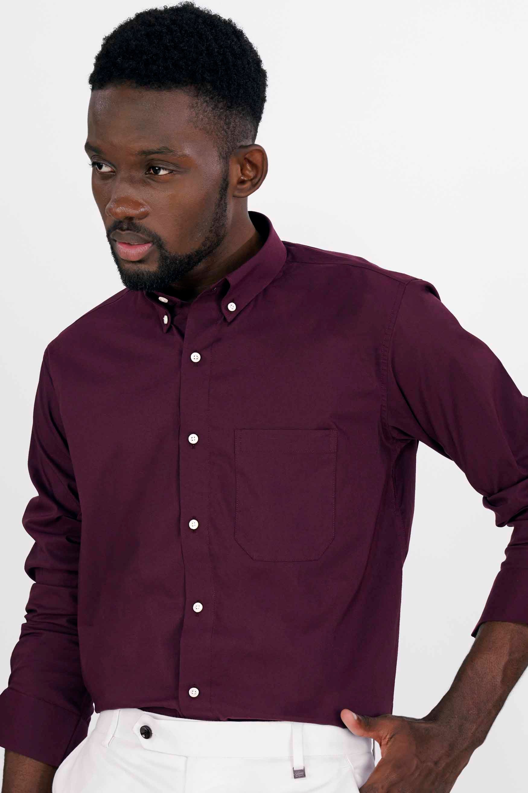 English Walnut Maroon Premium Cotton Shirt