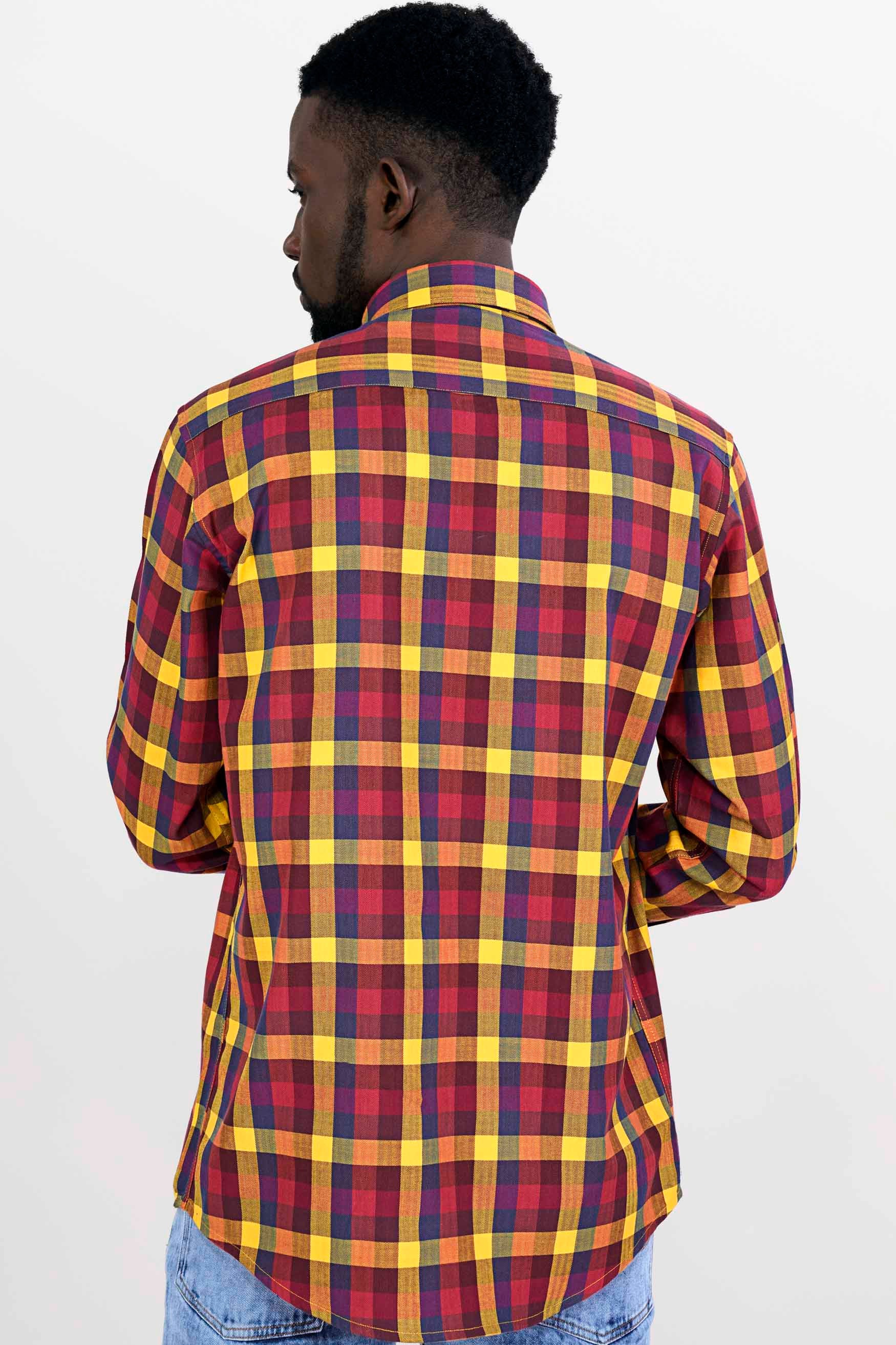 Dandelion Yellow and Stiletto Red Checkered Herringbone Shirt