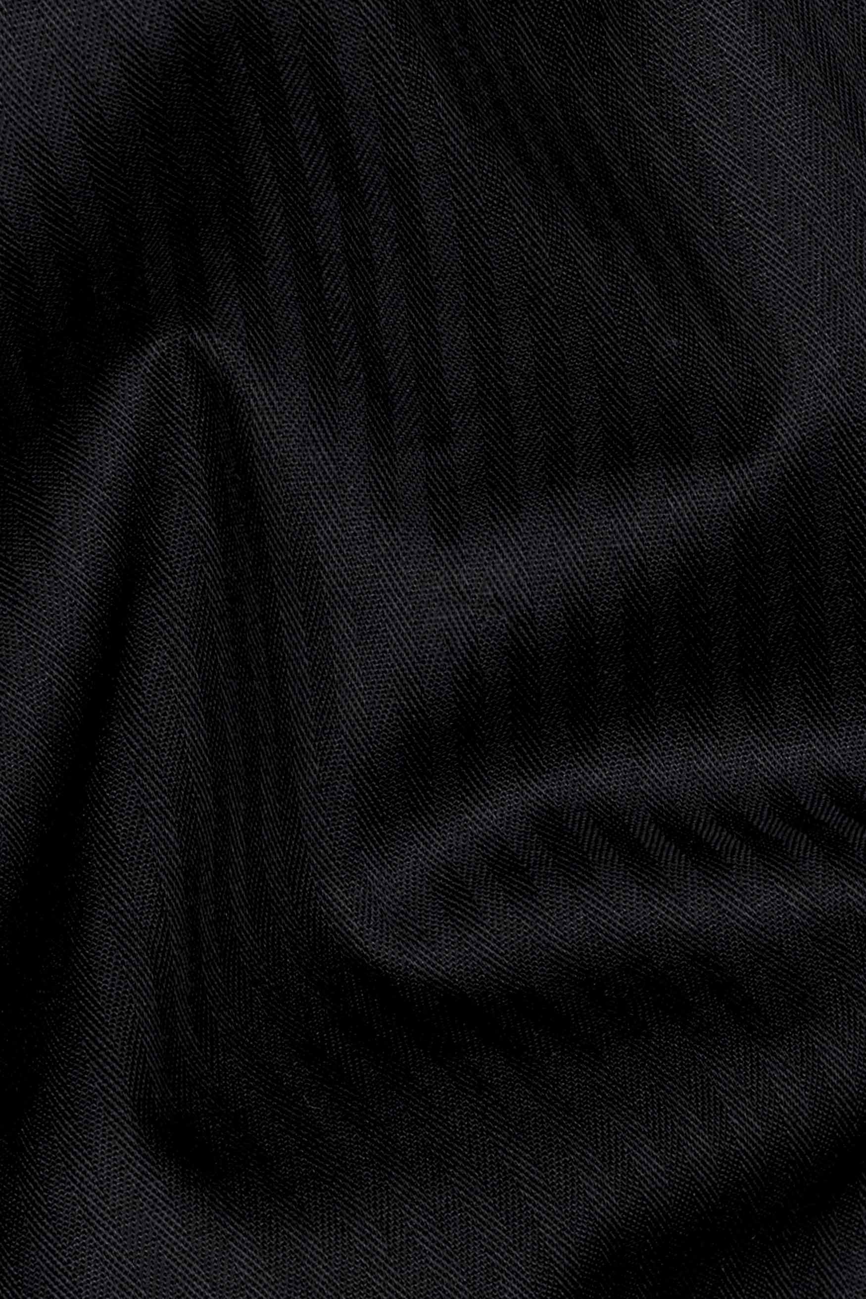 Jade Black Striped Dobby Textured with White Cuffs and Collar Premium Giza Cotton Shirt