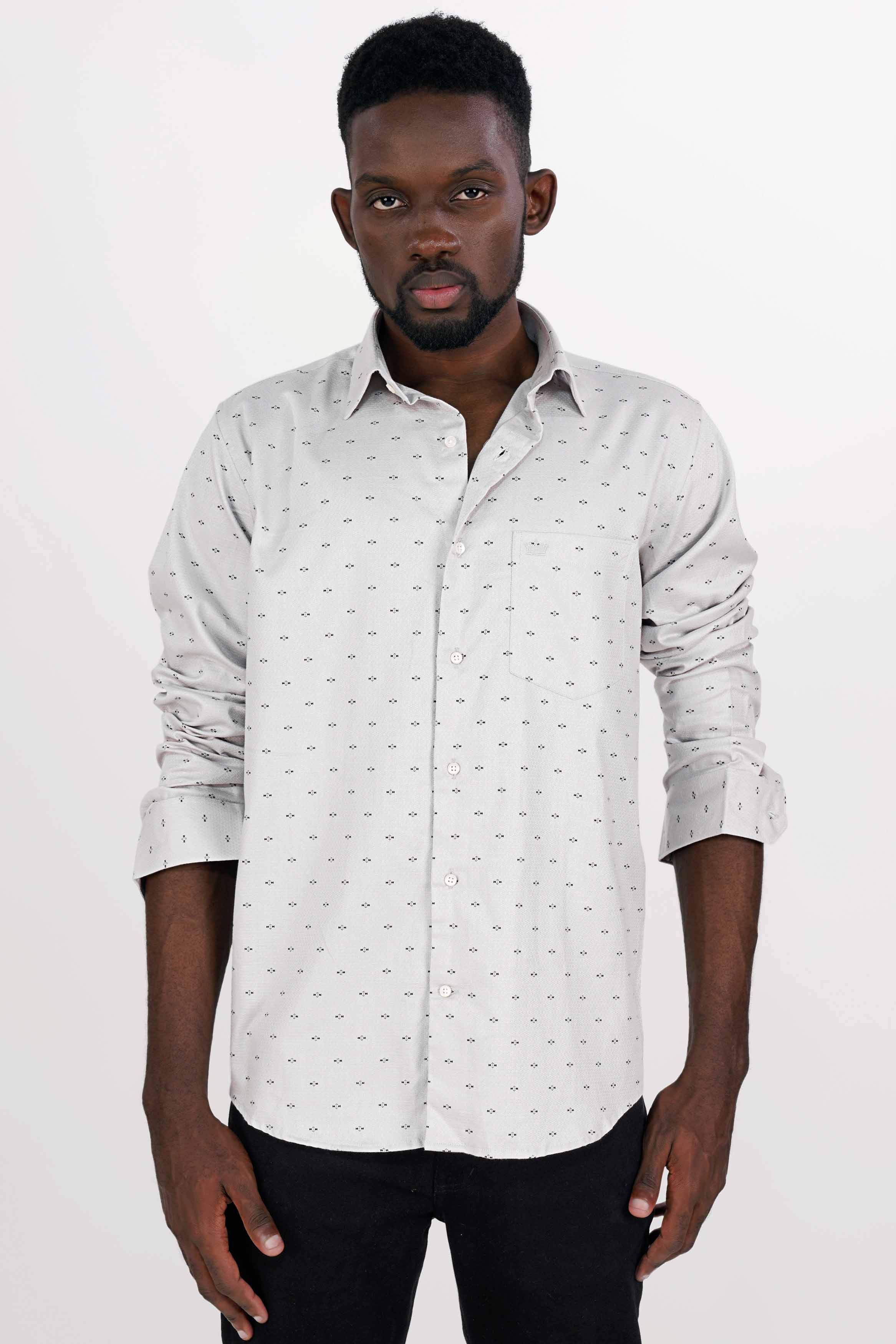 Kangaroo Gray Dobby Textured Premium Giza Cotton Shirt