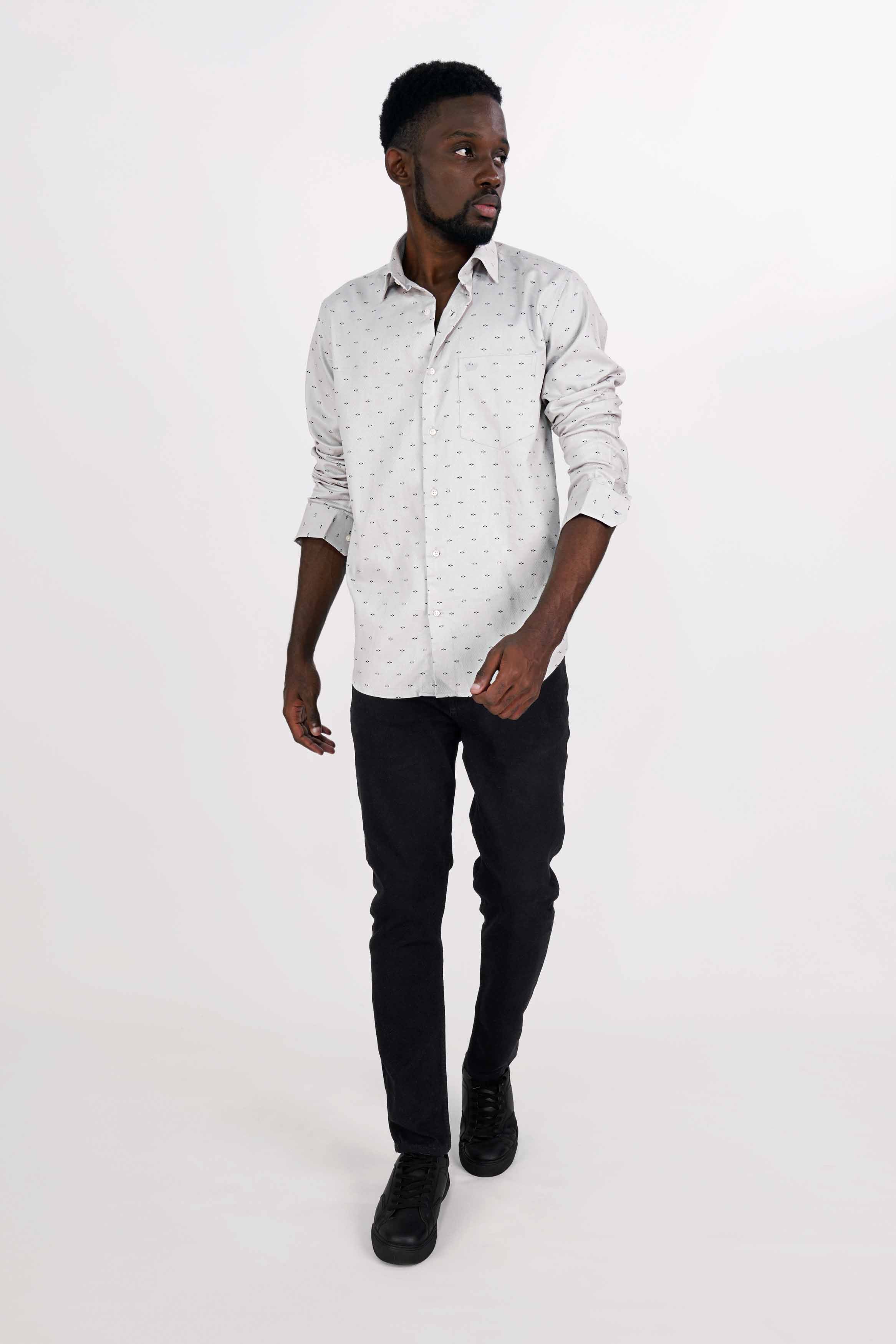 Kangaroo Gray Dobby Textured Premium Giza Cotton Shirt