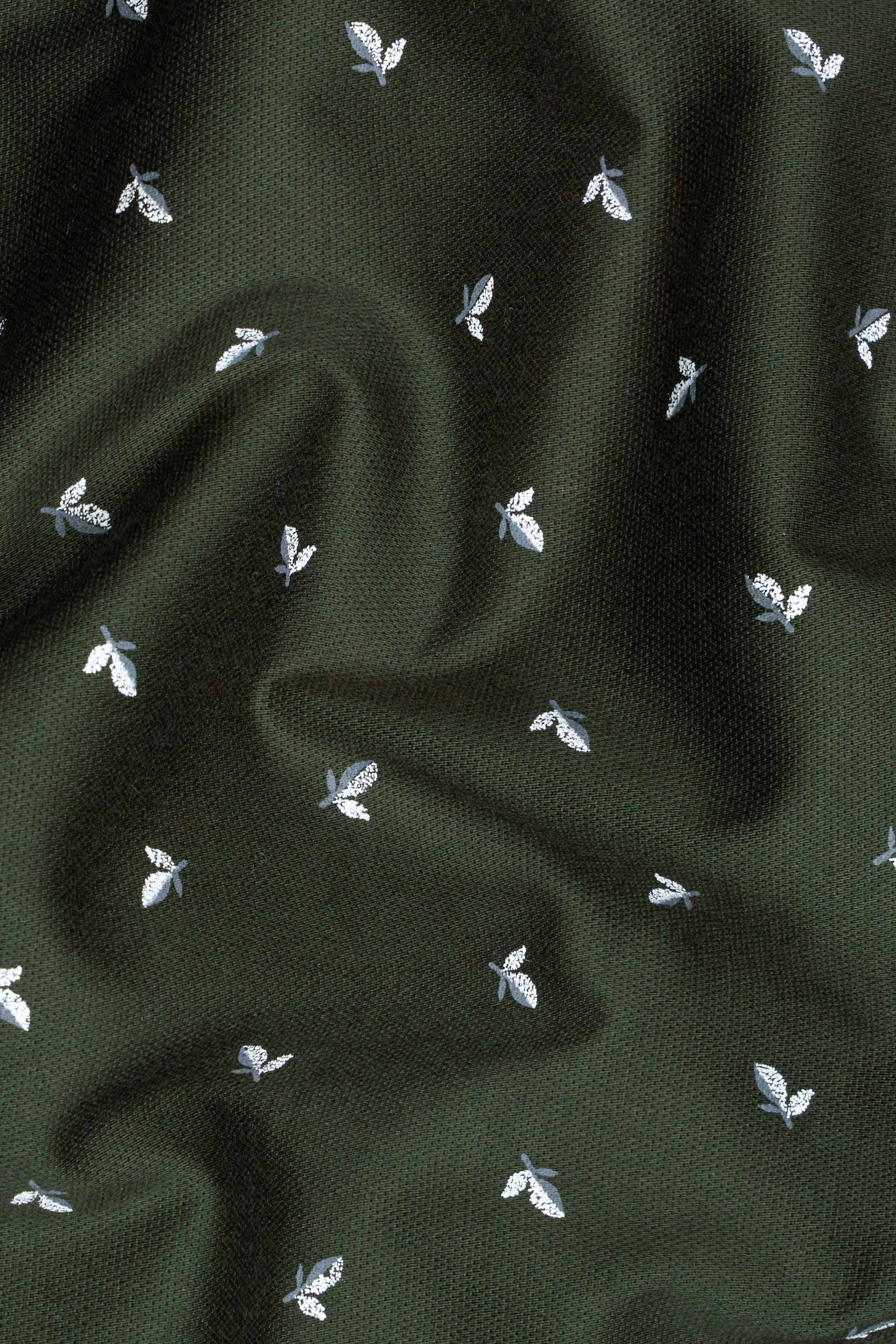 Cabbage Pont Green with White Ditsy Printed Royal Oxford Shirt