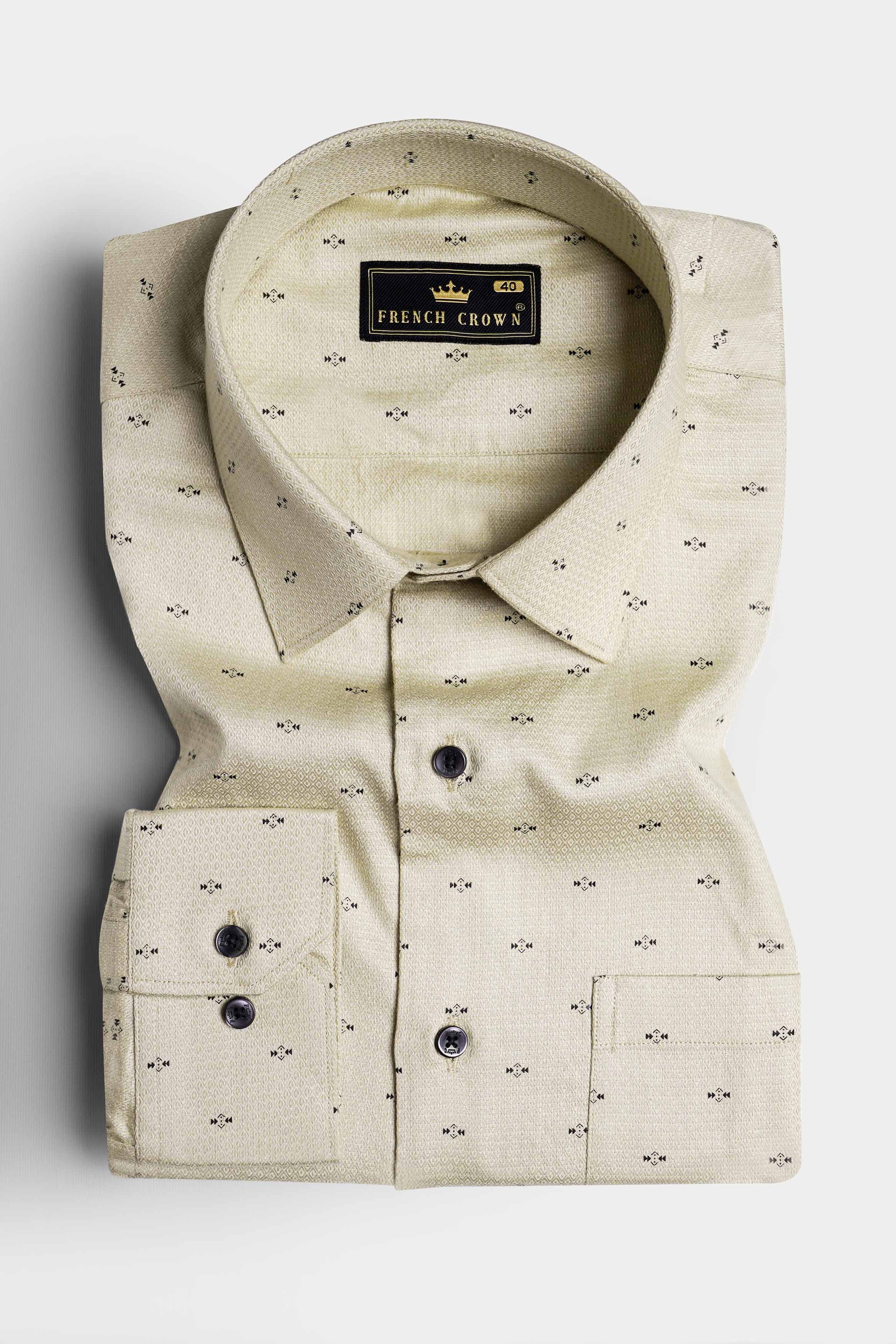 Coral Reef Brown Dobby Textured Premium Giza Cotton Shirt