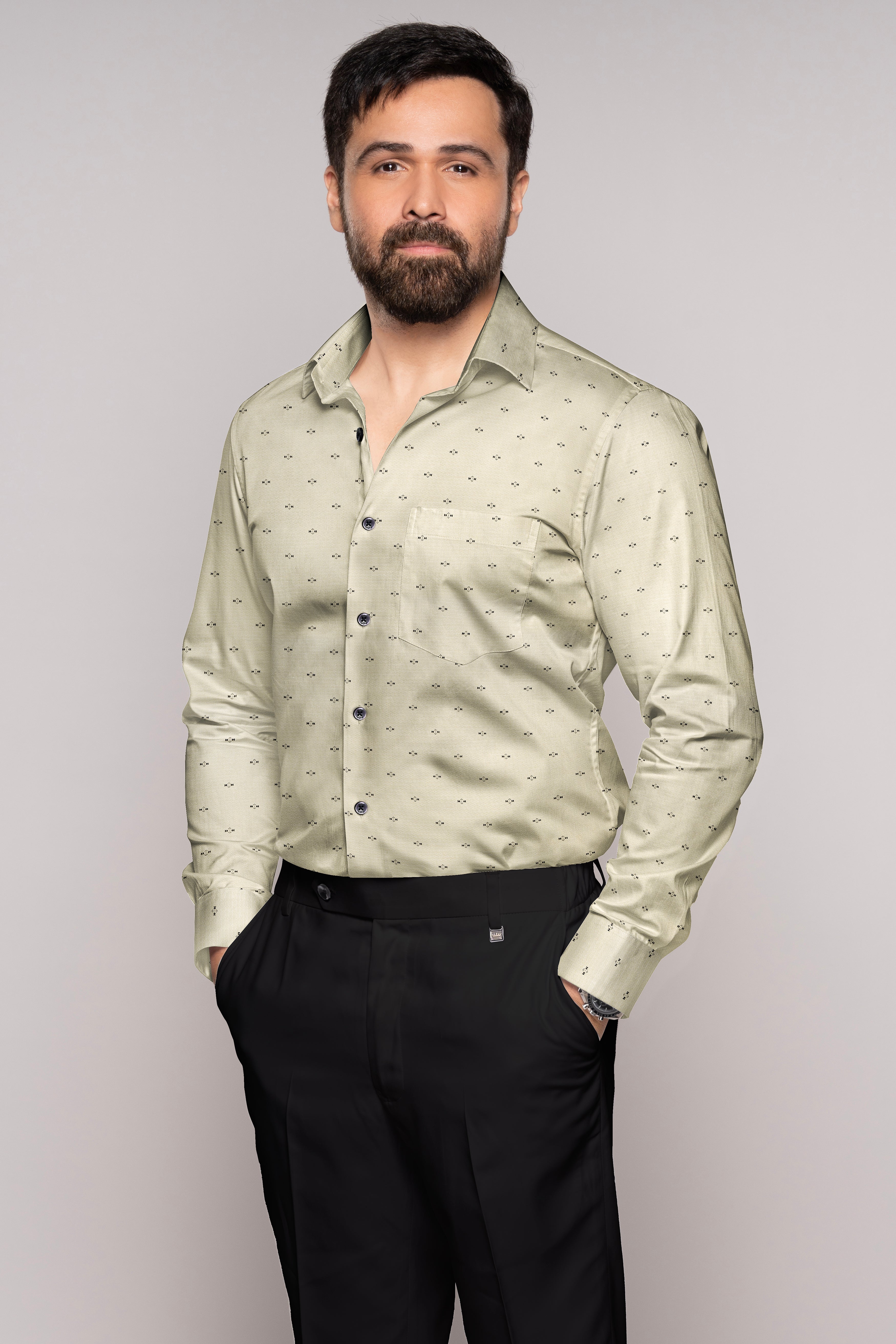 Coral Reef Brown Dobby Textured Premium Giza Cotton Shirt