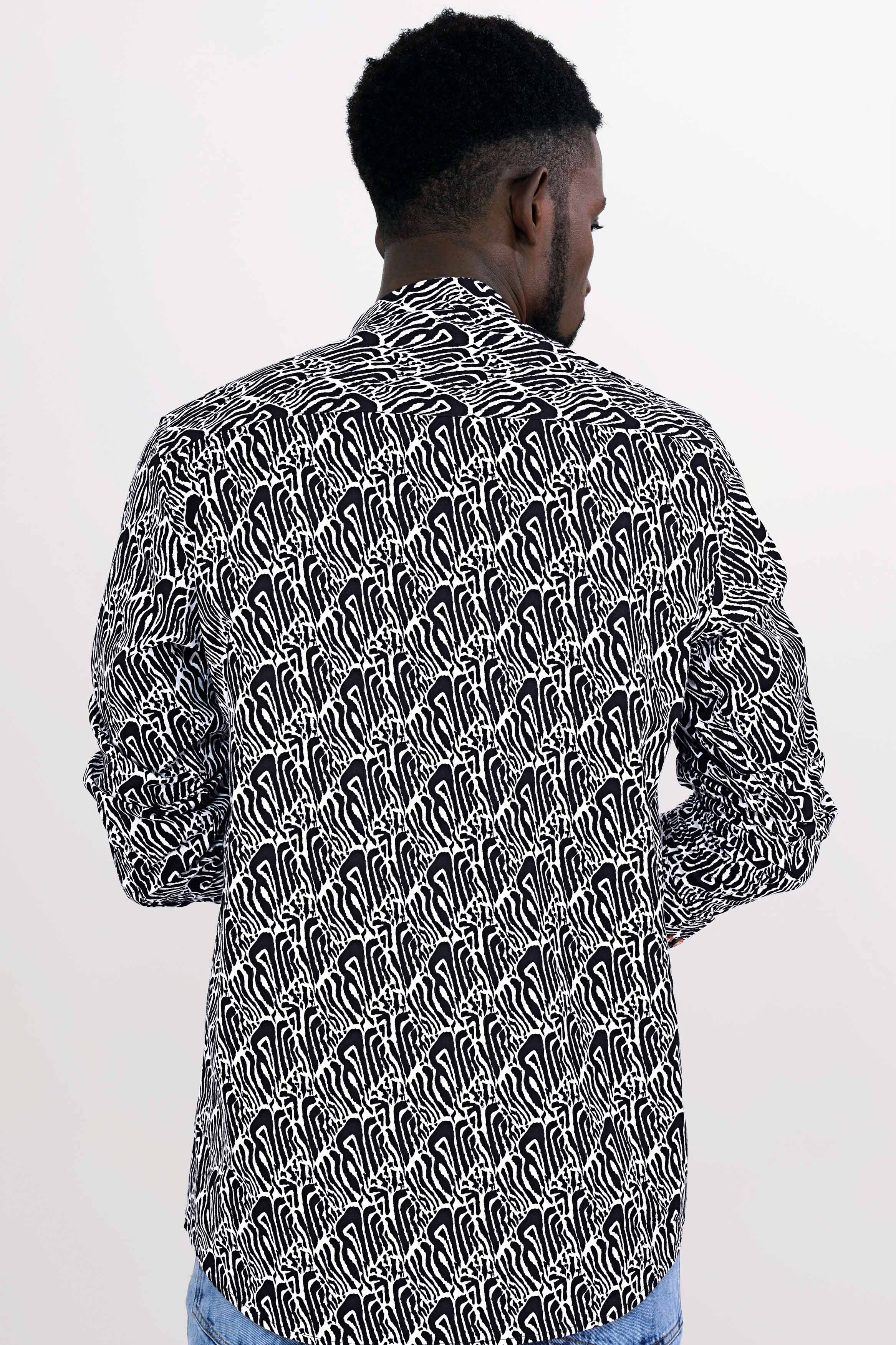Bright White and Black Premium Cotton Kurta Shirt