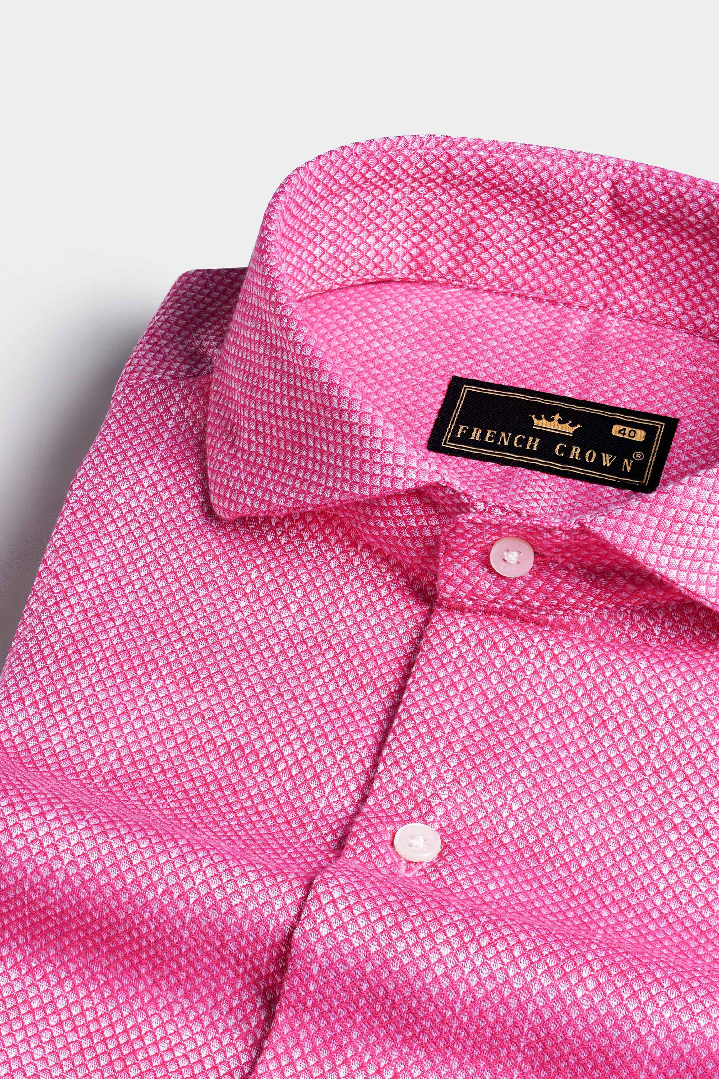 Hopbush Pink Dobby Textured Premium Giza Cotton Shirt