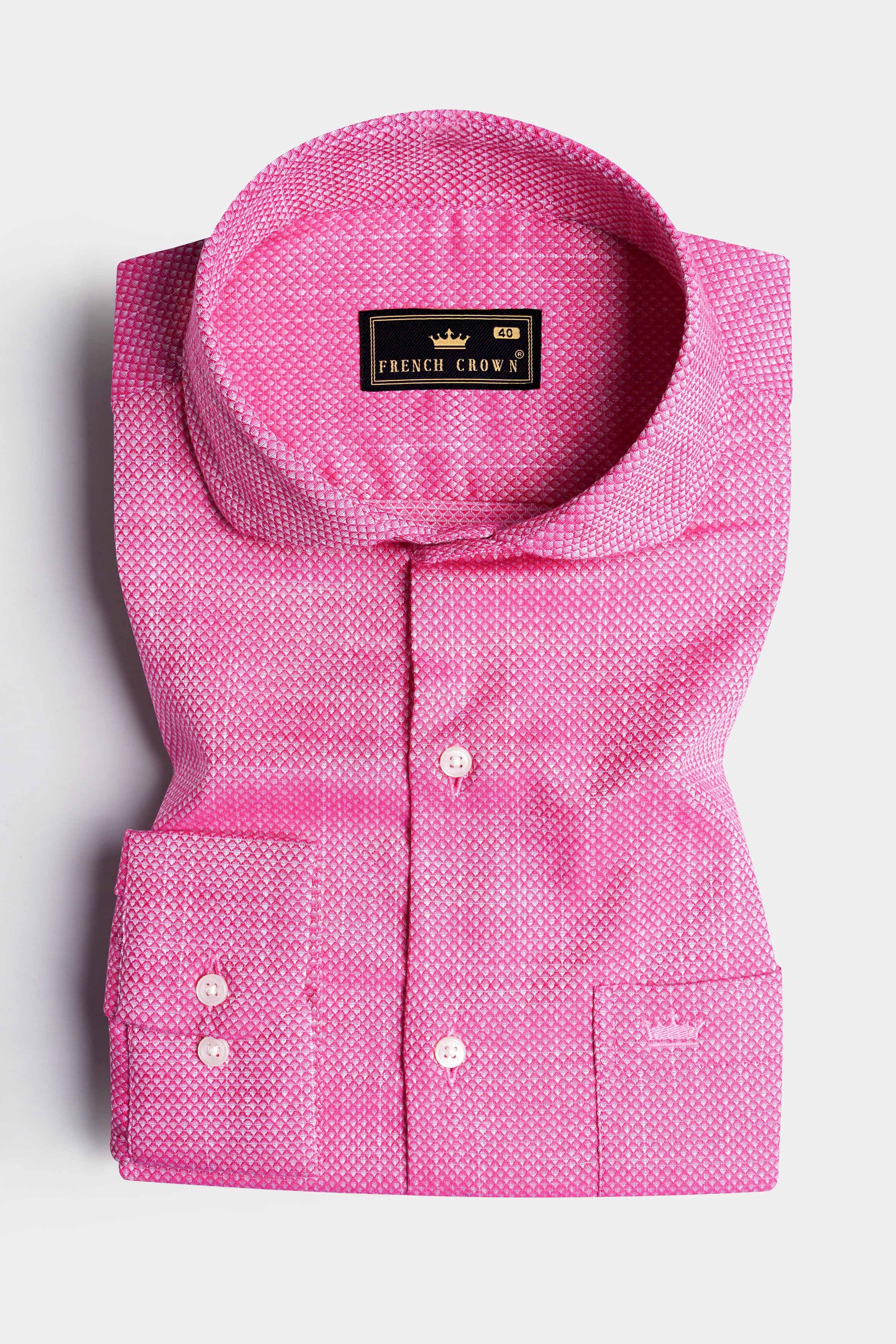 Hopbush Pink Dobby Textured Premium Giza Cotton Shirt