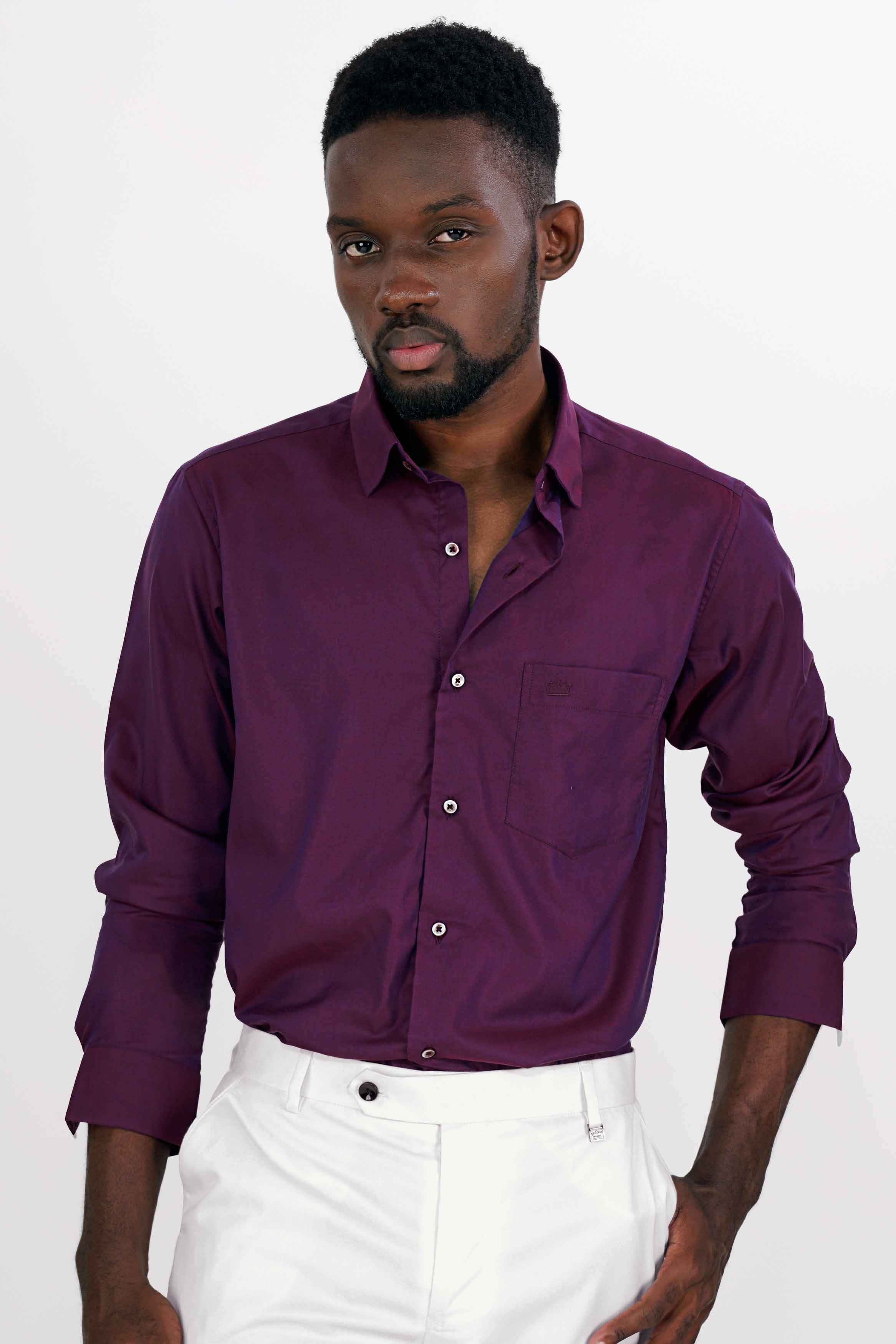 Eminence Maroon Two Tone Chambray Shirt