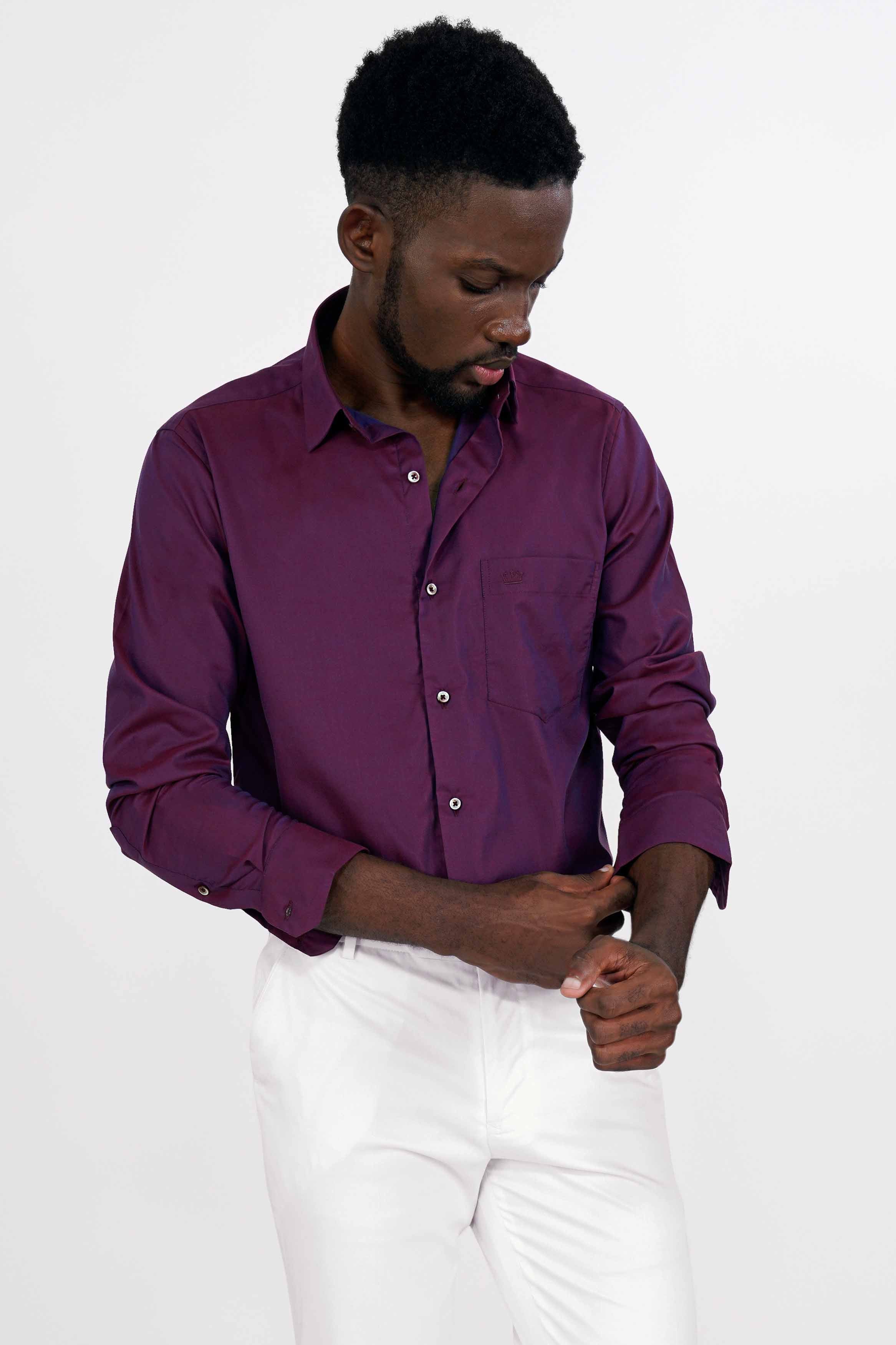 Eminence Maroon Two Tone Chambray Shirt