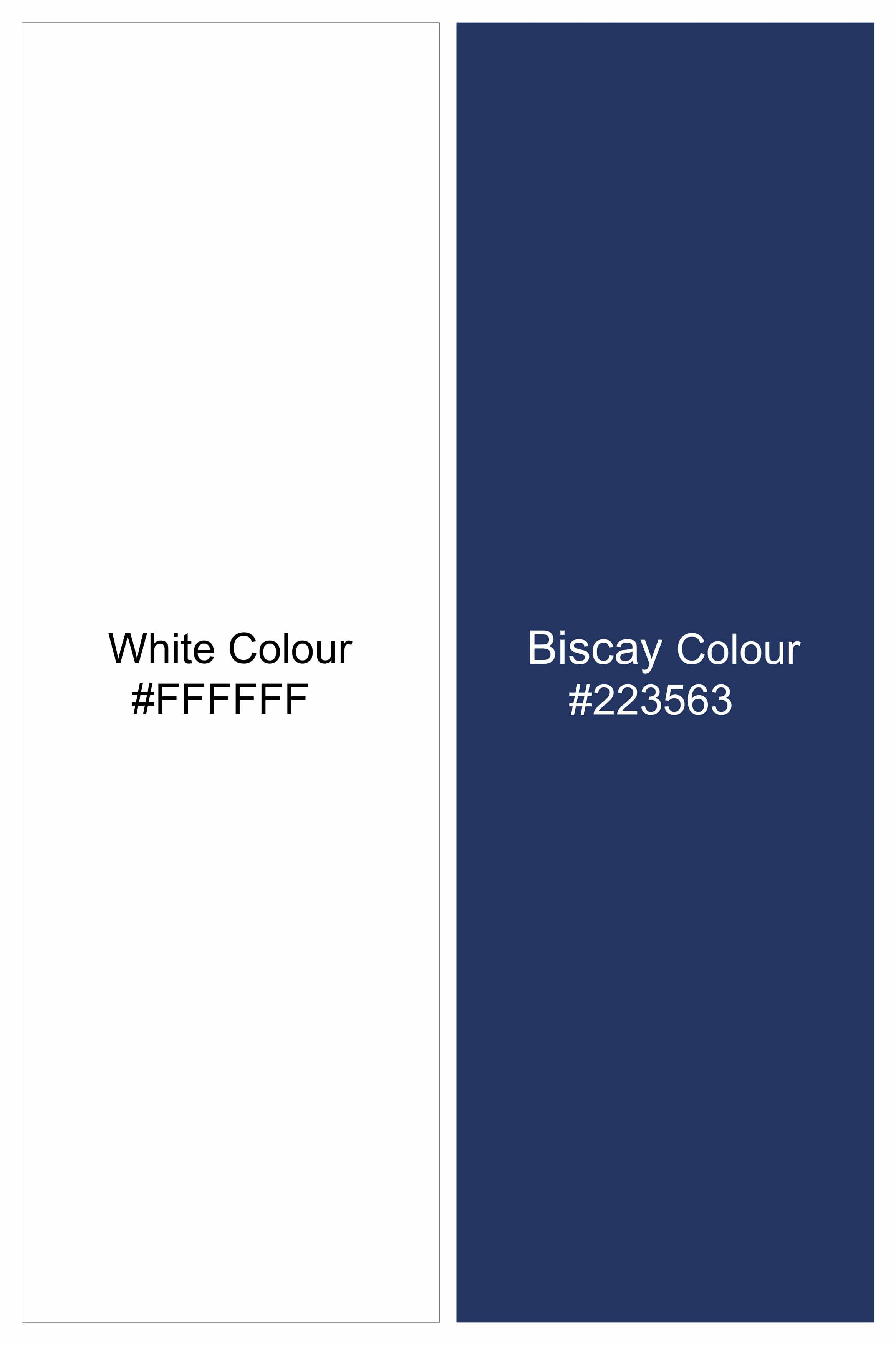 Bright White and Biscay Blue Gingham Checkered Premium Cotton Shirt