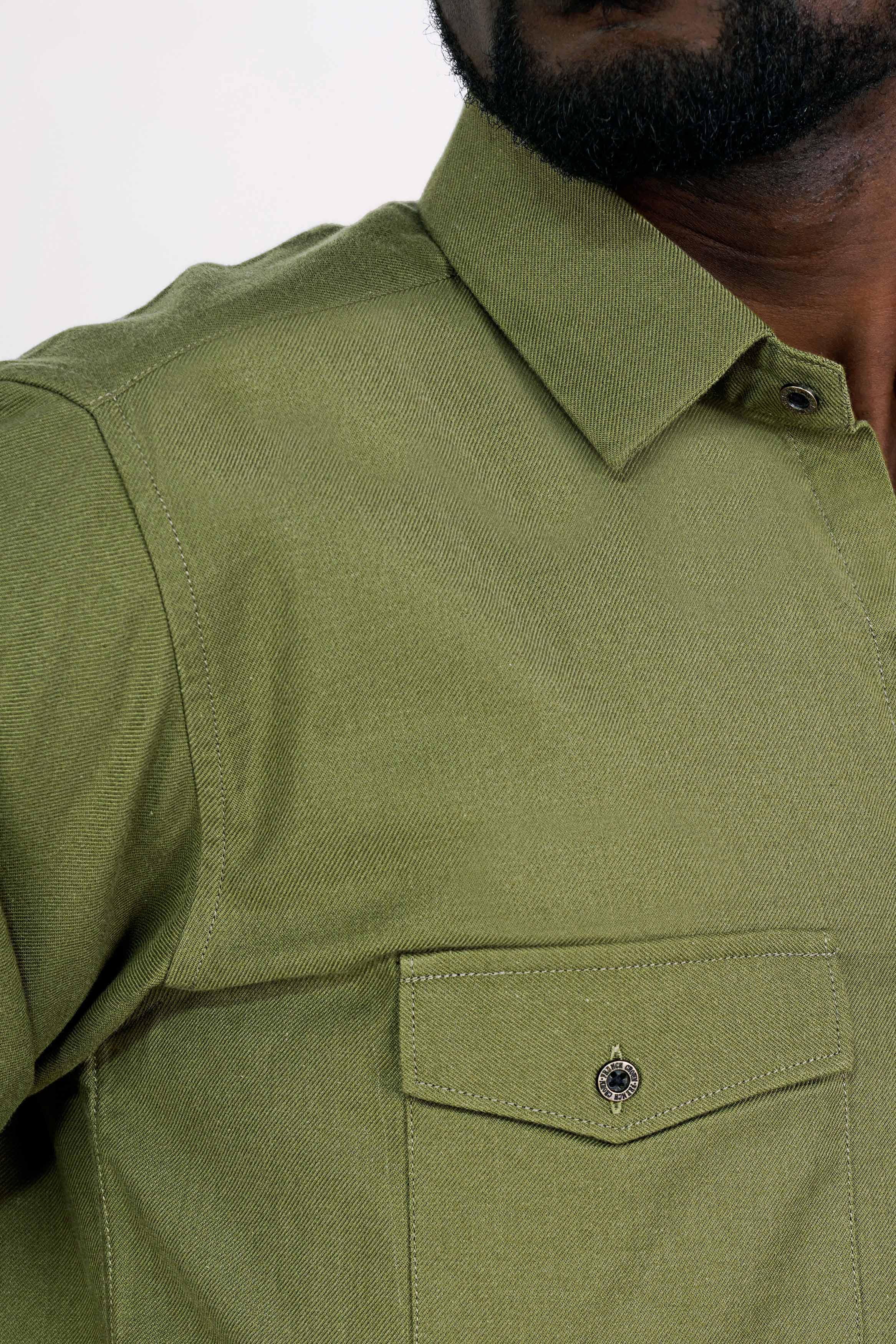 Woodland Green Flannel Designer Shirt