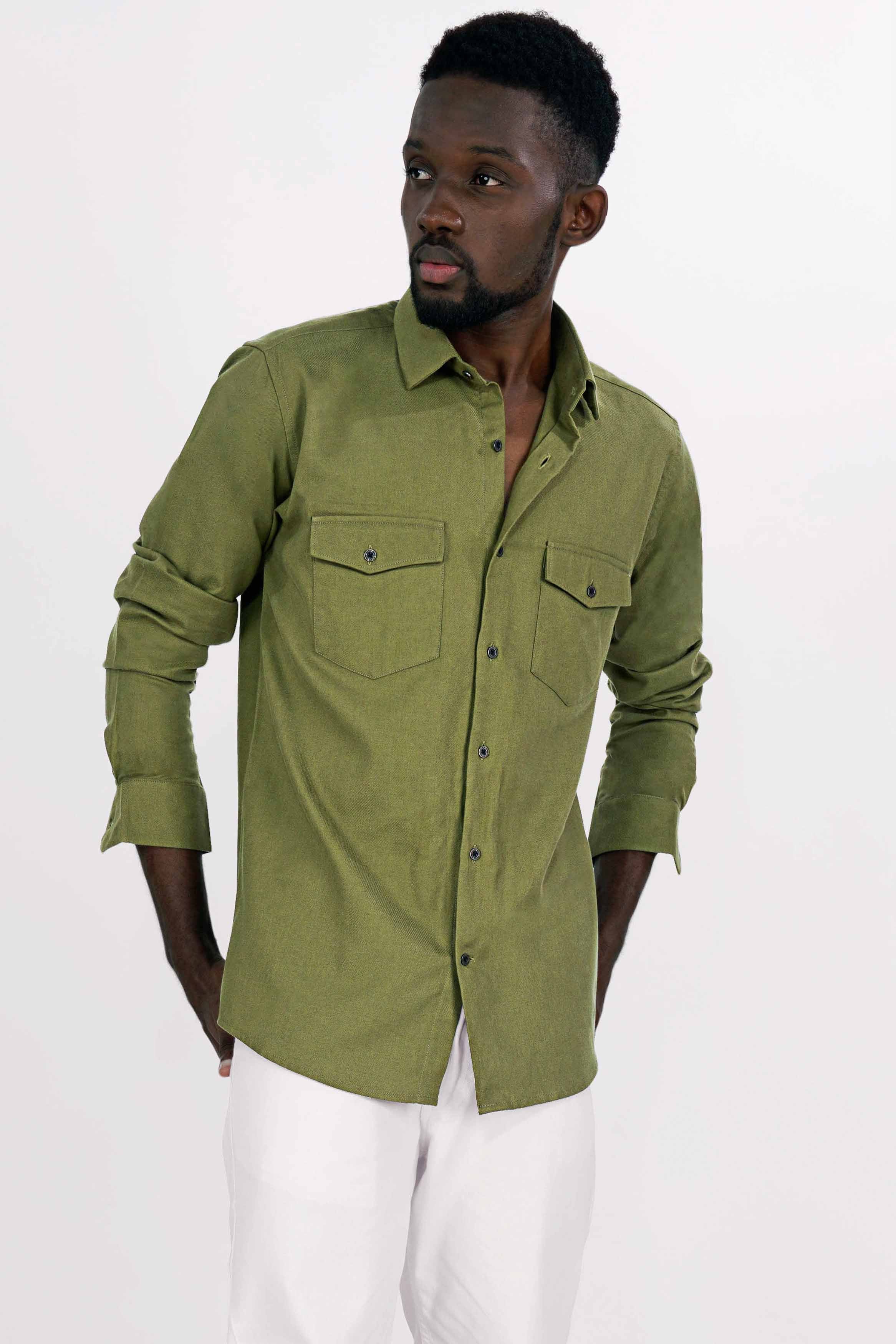 Woodland Green Flannel Designer Shirt
