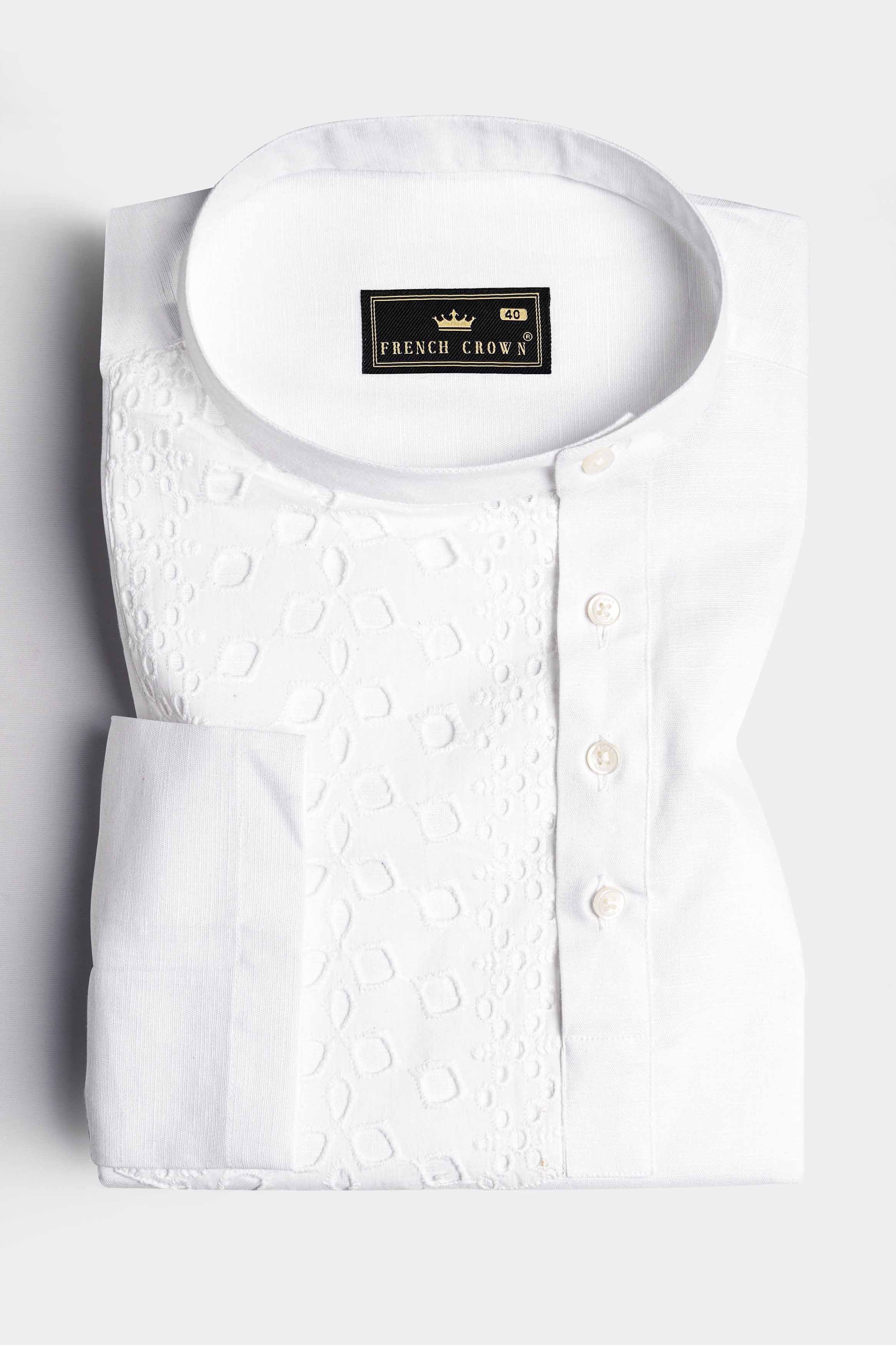 Bright White Luxurious Linen Designer Shirt