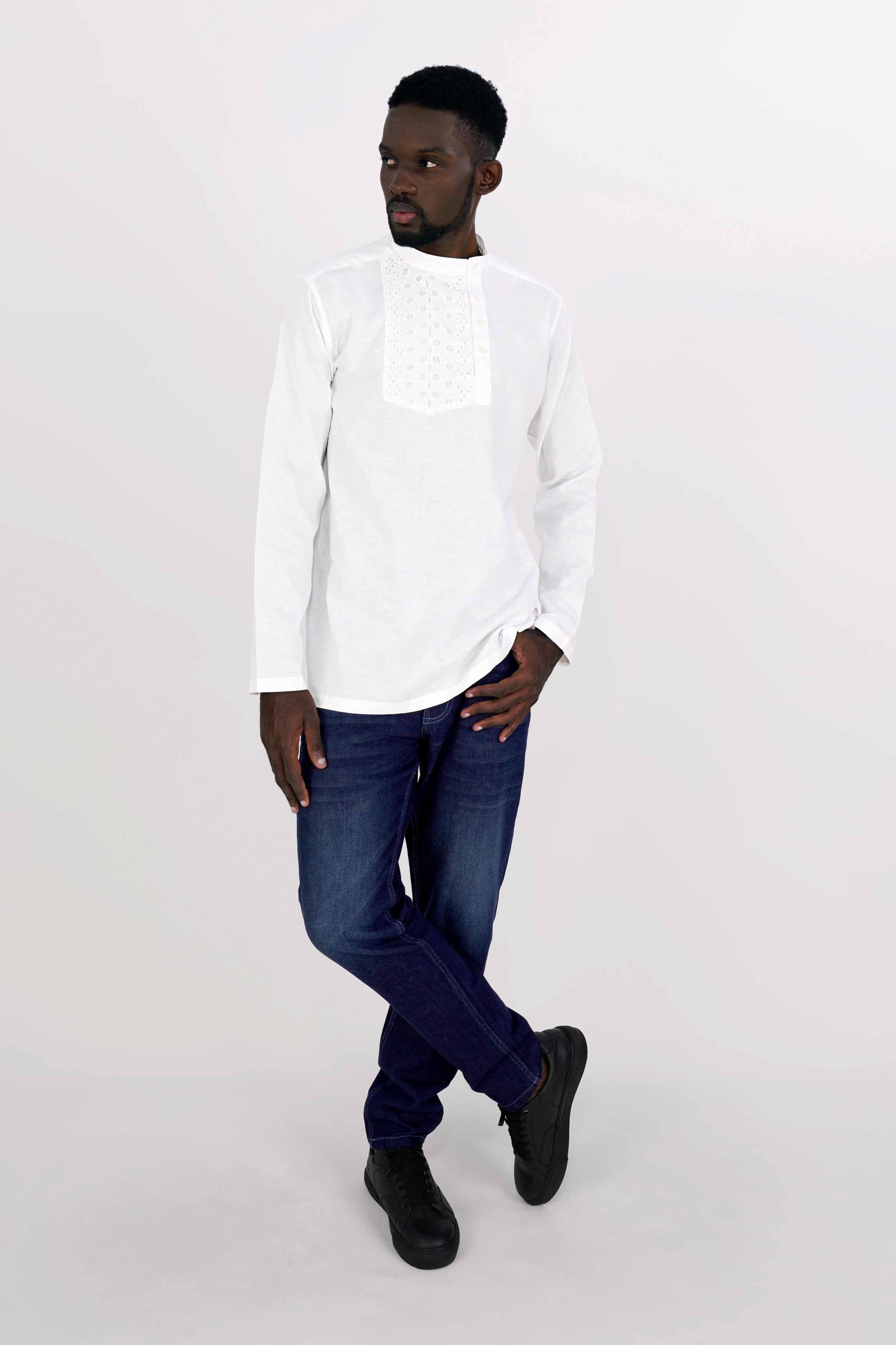 Bright White Luxurious Linen Designer Shirt