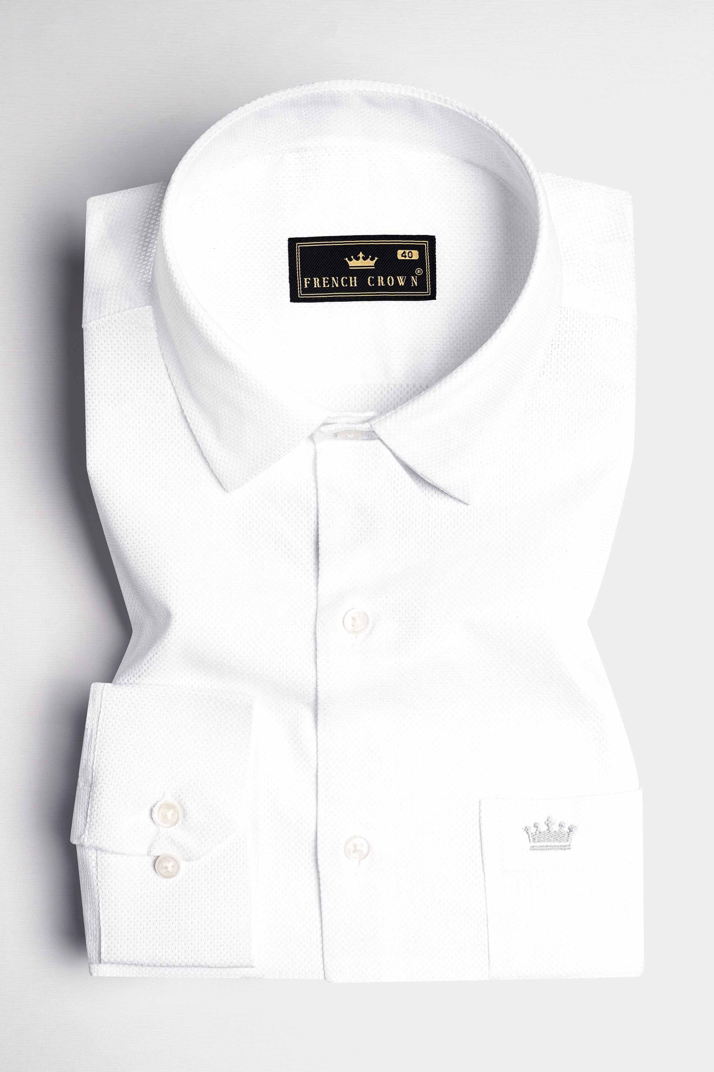 Bright White Dobby Textured Premium Giza Cotton Shirt