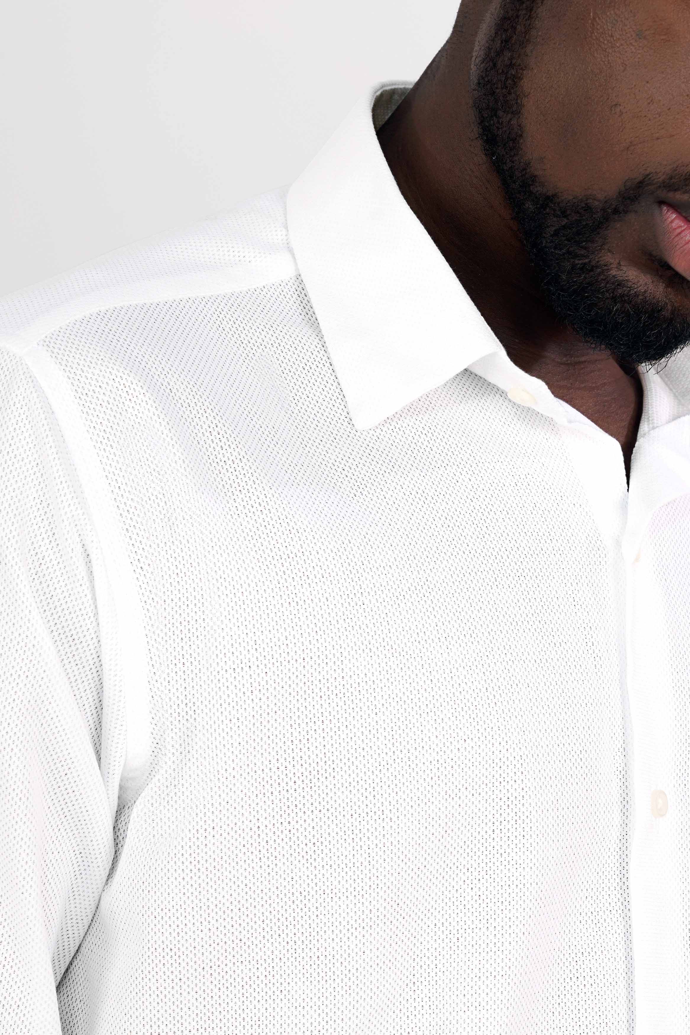 Bright White Dobby Textured Premium Giza Cotton Shirt