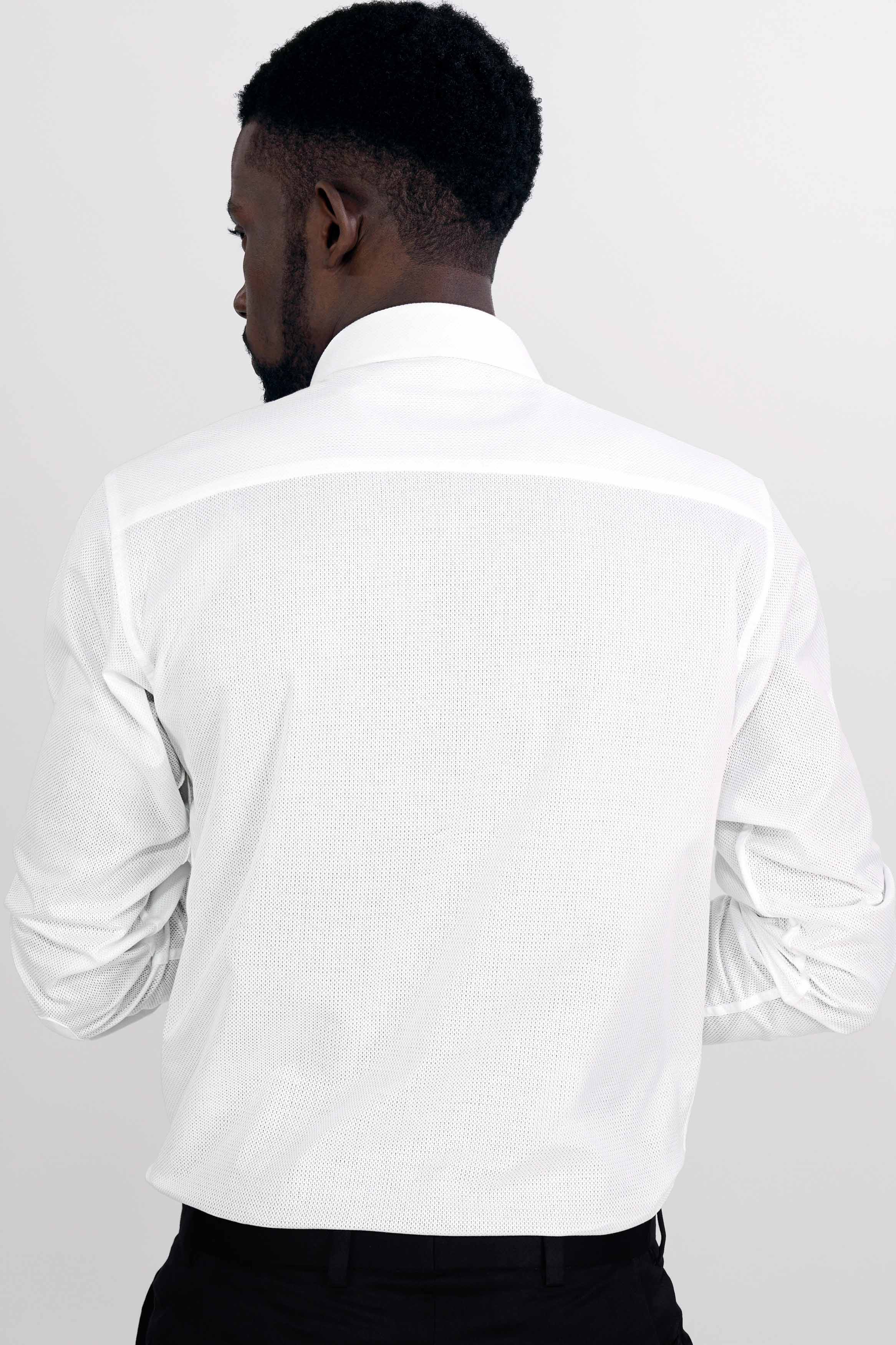 Bright White Dobby Textured Premium Giza Cotton Shirt
