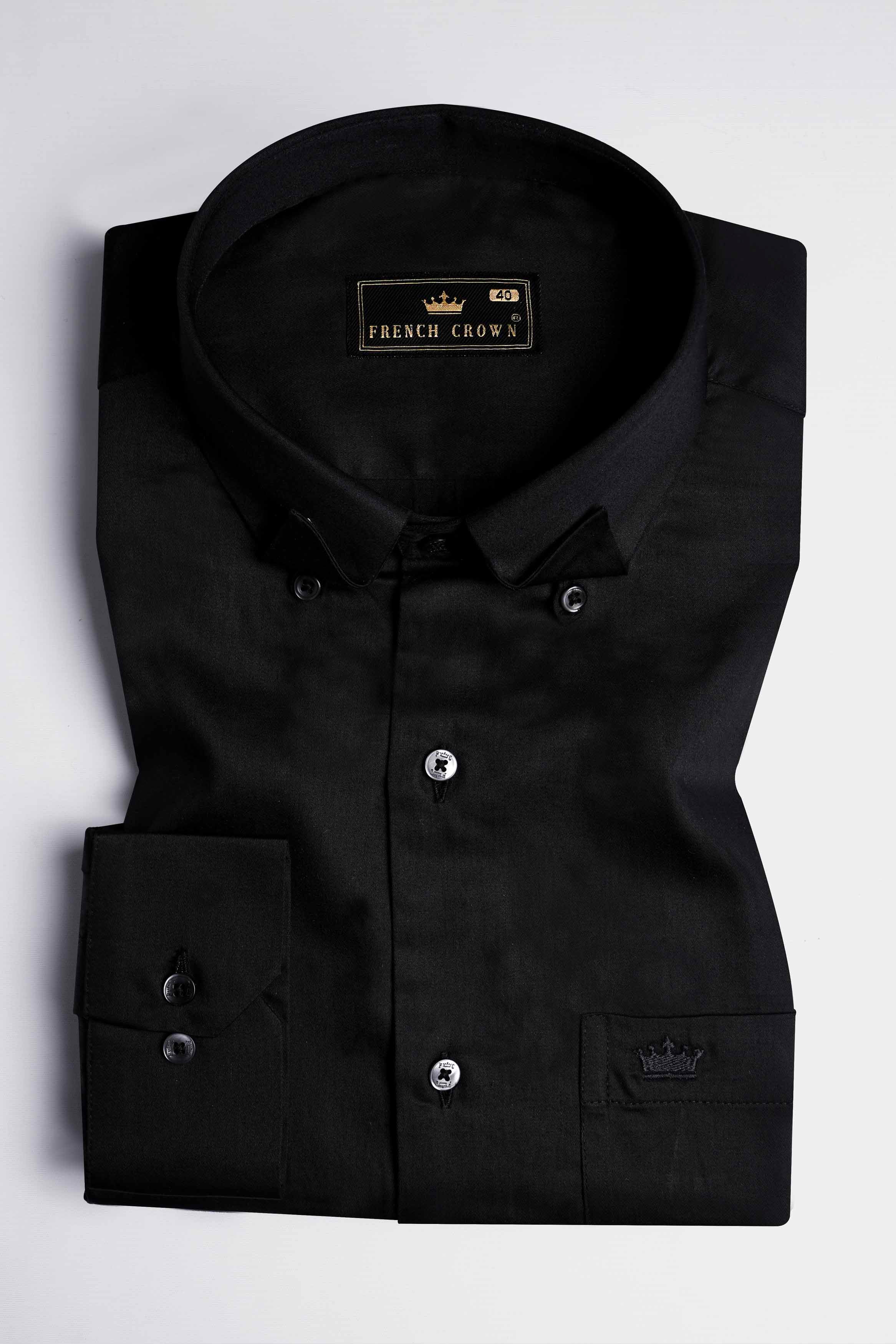Jade Black Super Soft Premium Concealed Button Cotton Designer Shirt