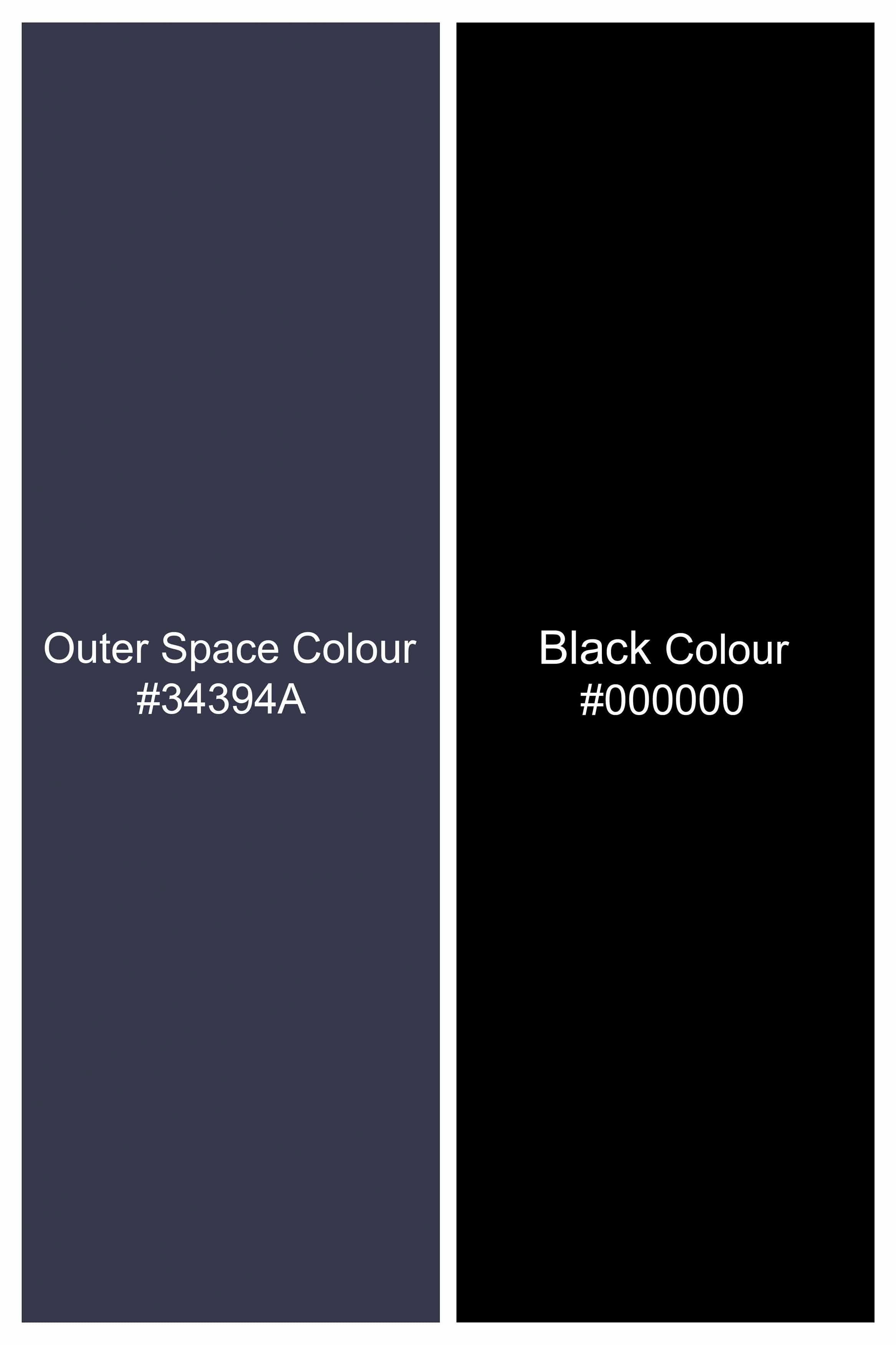 Outer Space Blue and Black Paisley Jacquard Textured Premium Giza Cotton Shirt