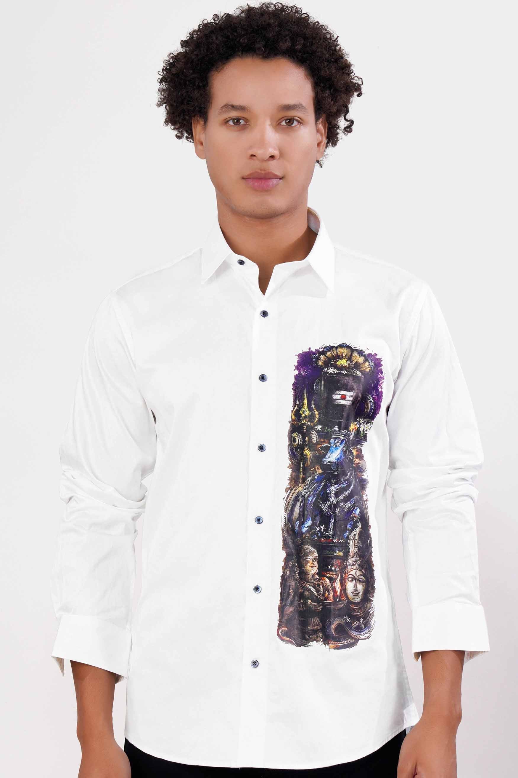Bright White with Shivaling and Trident Printed Super Soft Premium Cotton Designer Shirt 1066-BLE-RPRT71-38, 1066-BLE-RPRT71-H-38, 1066-BLE-RPRT71-39, 1066-BLE-RPRT71-H-39, 1066-BLE-RPRT71-40, 1066-BLE-RPRT71-H-40, 1066-BLE-RPRT71-42, 1066-BLE-RPRT71-H-42, 1066-BLE-RPRT71-44, 1066-BLE-RPRT71-H-44, 1066-BLE-RPRT71-46, 1066-BLE-RPRT71-H-46, 1066-BLE-RPRT71-48, 1066-BLE-RPRT71-H-48, 1066-BLE-RPRT71-50, 1066-BLE-RPRT71-H-50, 1066-BLE-RPRT71-52, 1066-BLE-RPRT71-H-52