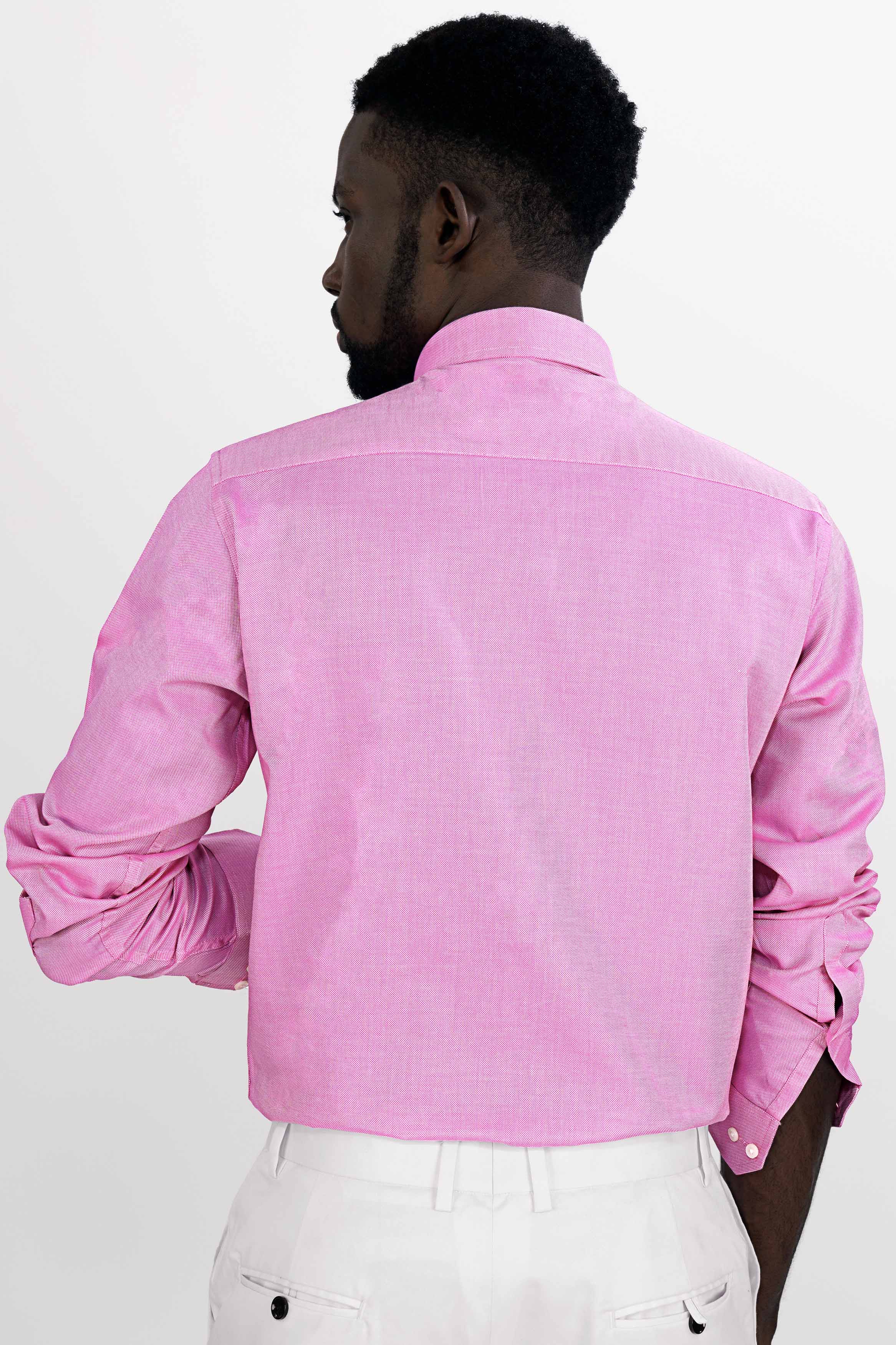 Hopbush Pink Dobby Textured Premium Giza Cotton Shirt