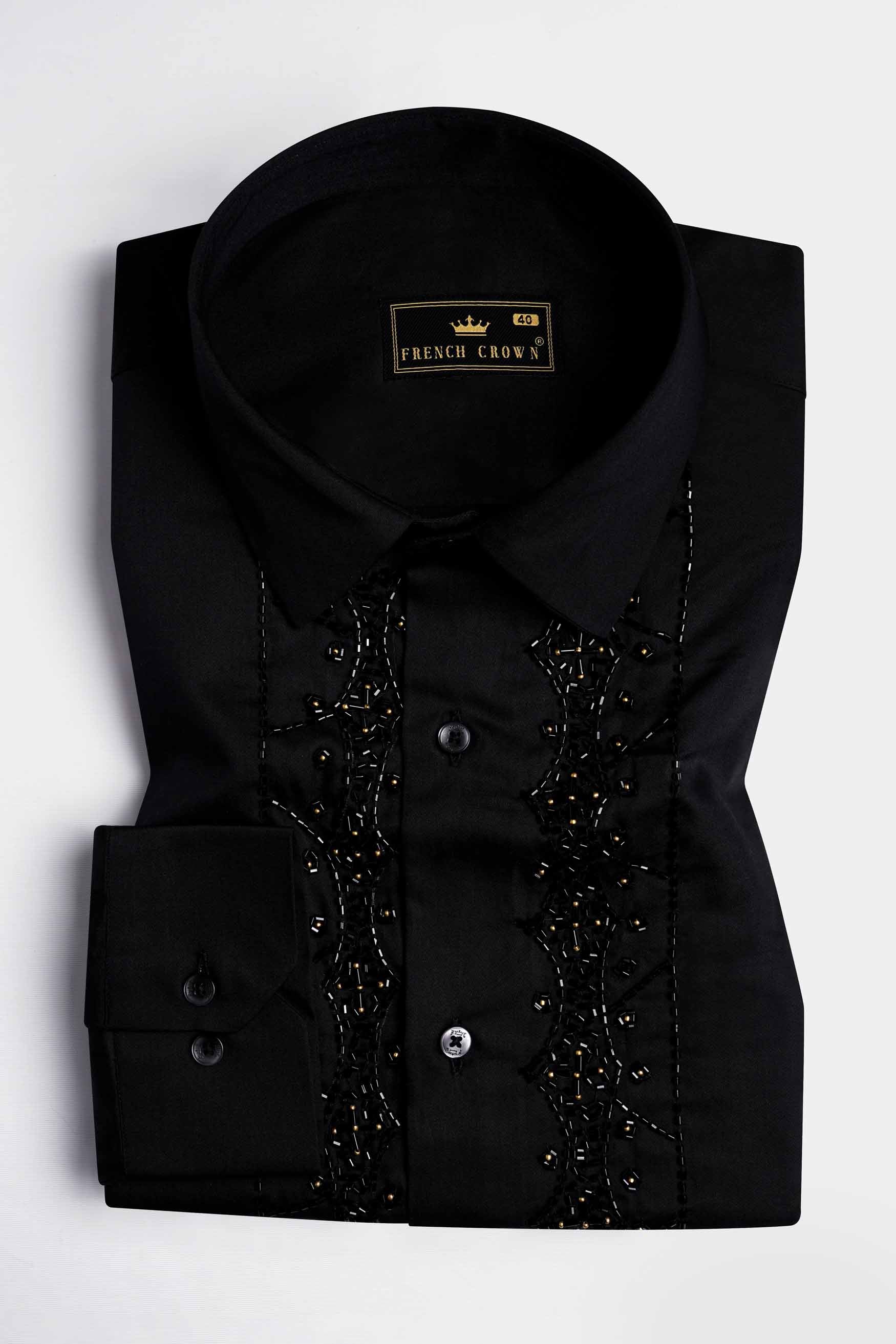 Jade Black Pearls Embroidered Super Soft Premium Cotton Designer Shirt 10730-BLK-E182-38, 10730-BLK-E182-H-38, 10730-BLK-E182-39, 10730-BLK-E182-H-39, 10730-BLK-E182-40, 10730-BLK-E182-H-40, 10730-BLK-E182-42, 10730-BLK-E182-H-42, 10730-BLK-E182-44, 10730-BLK-E182-H-44, 10730-BLK-E182-46, 10730-BLK-E182-H-46, 10730-BLK-E182-48, 10730-BLK-E182-H-48, 10730-BLK-E182-50, 10730-BLK-E182-H-50, 10730-BLK-E182-52, 10730-BLK-E182-H-52