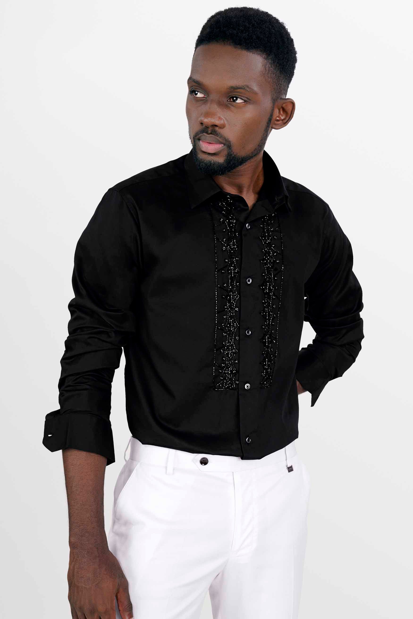 Jade Black Pearls Embroidered Super Soft Premium Cotton Designer Shirt 10730-BLK-E182-38, 10730-BLK-E182-H-38, 10730-BLK-E182-39, 10730-BLK-E182-H-39, 10730-BLK-E182-40, 10730-BLK-E182-H-40, 10730-BLK-E182-42, 10730-BLK-E182-H-42, 10730-BLK-E182-44, 10730-BLK-E182-H-44, 10730-BLK-E182-46, 10730-BLK-E182-H-46, 10730-BLK-E182-48, 10730-BLK-E182-H-48, 10730-BLK-E182-50, 10730-BLK-E182-H-50, 10730-BLK-E182-52, 10730-BLK-E182-H-52