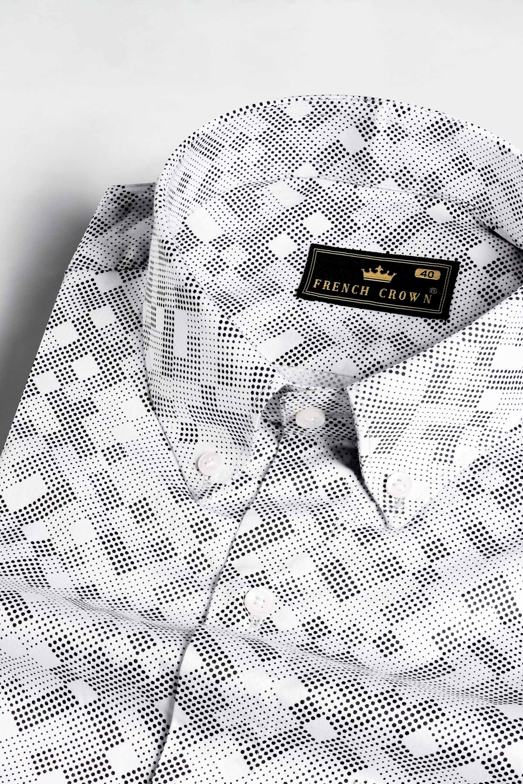 Bright White and Black Printed Super Soft Premium Cotton Shirt
